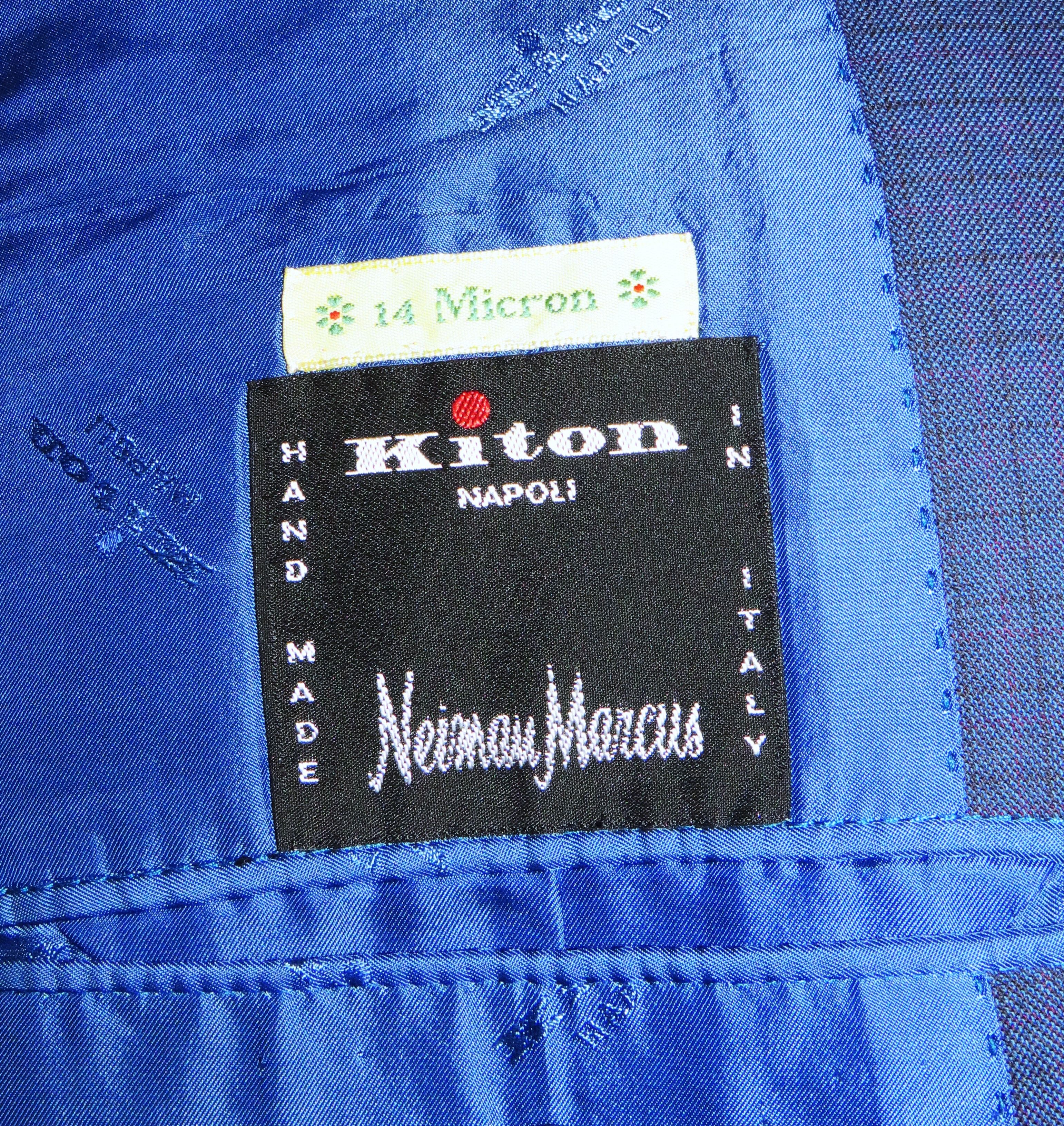 Kiton 14 Micron Mod Ego Blue Plaid Three Roll Two Suit 48R Size 48R - 19 Thumbnail