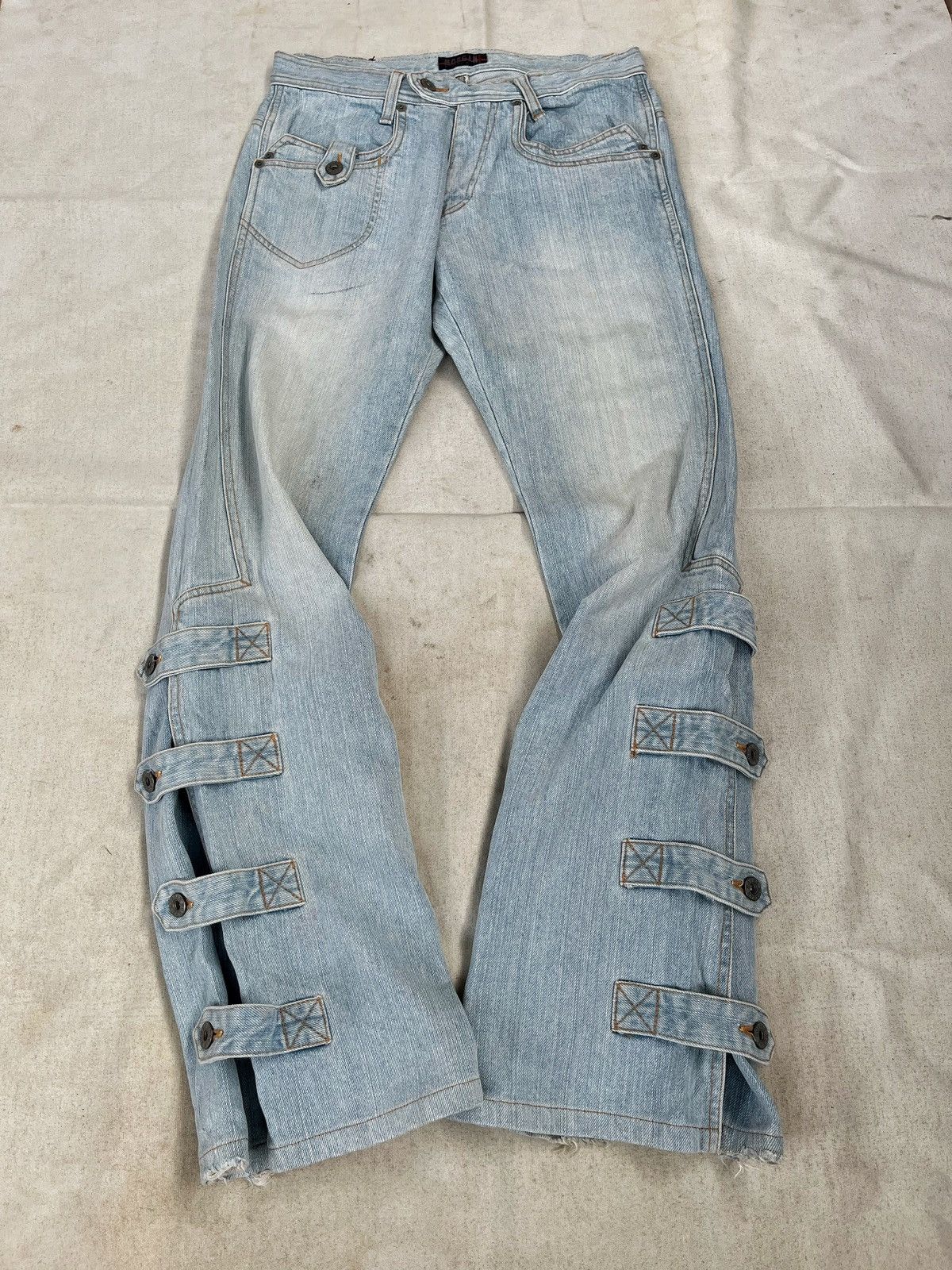 If Six Was Nine × Le Grande Bleu (L.G.B.) × Morgan Homme Morgan Homme Flared Bondage Pants Size US 31 - 1 Thumbnail