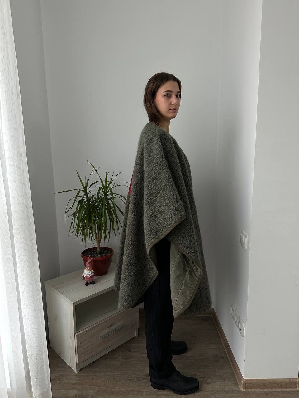 Escada × Vintage Vintage Escada Poncho Green Wool Mohair Big Logo Cardigan Size L / US 10 / IT 46 - 15 Thumbnail