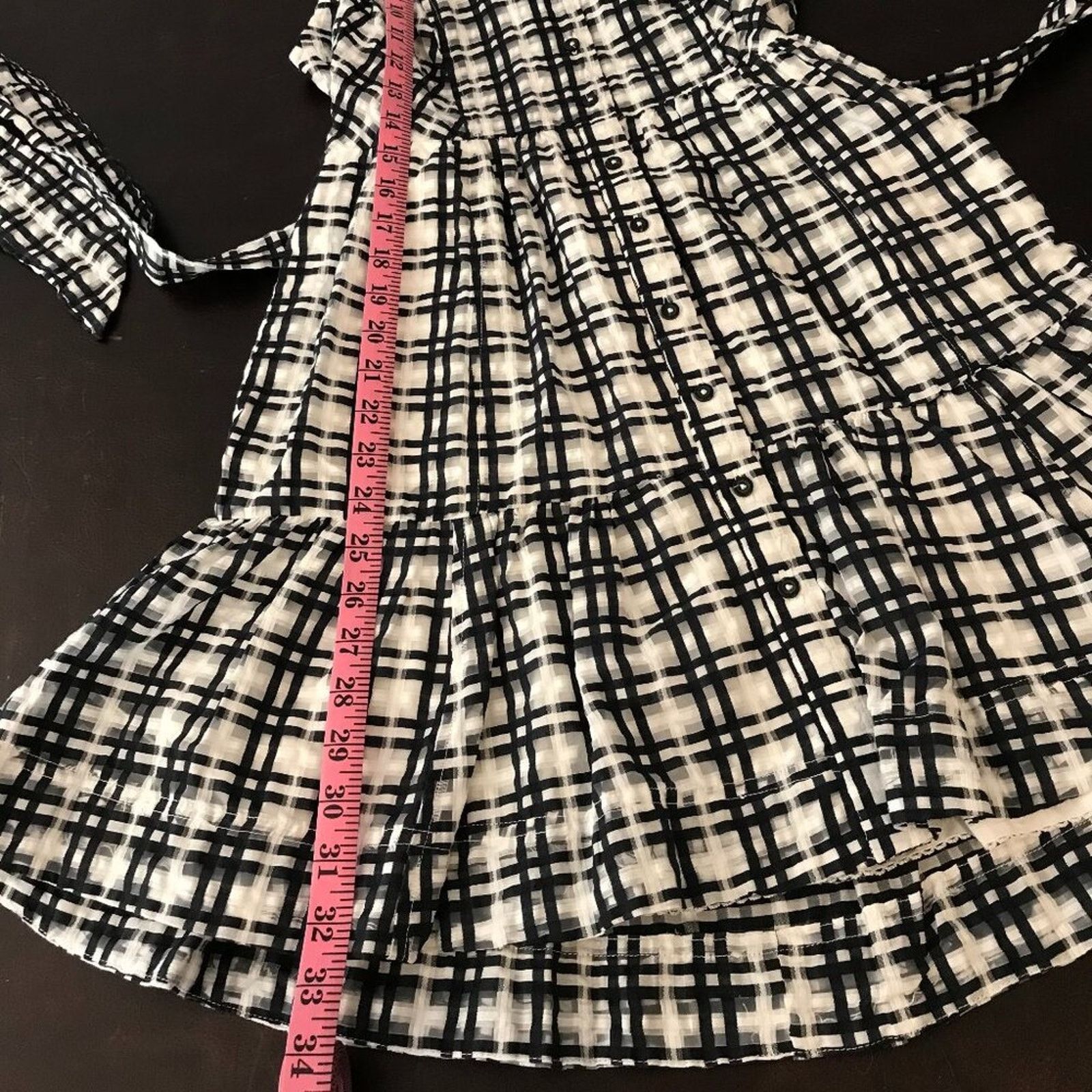 Anthropologie Anthropologie Maeve Black/White Plaid Mini Shirt Dress Size XS / US 0-2 / IT 36-38 - 8 Thumbnail