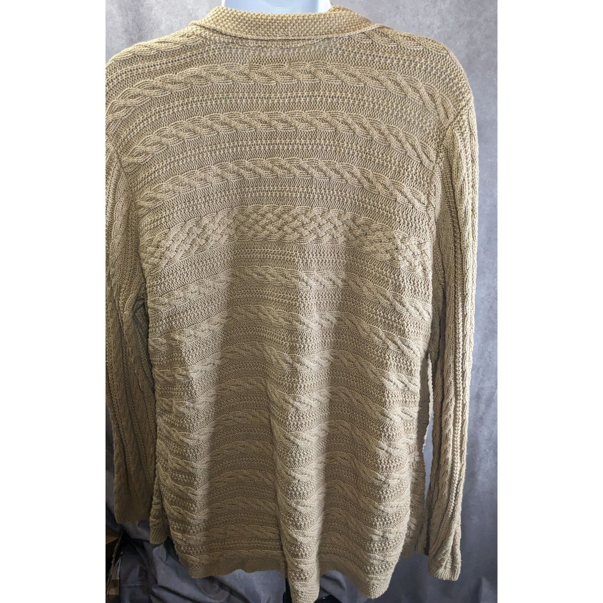 Croft & Barrow Croft & Barrow Preppy Beige Open-Front Cable-Knit Cardigan Size L / US 10 / IT 46 - 2 Thumbnail