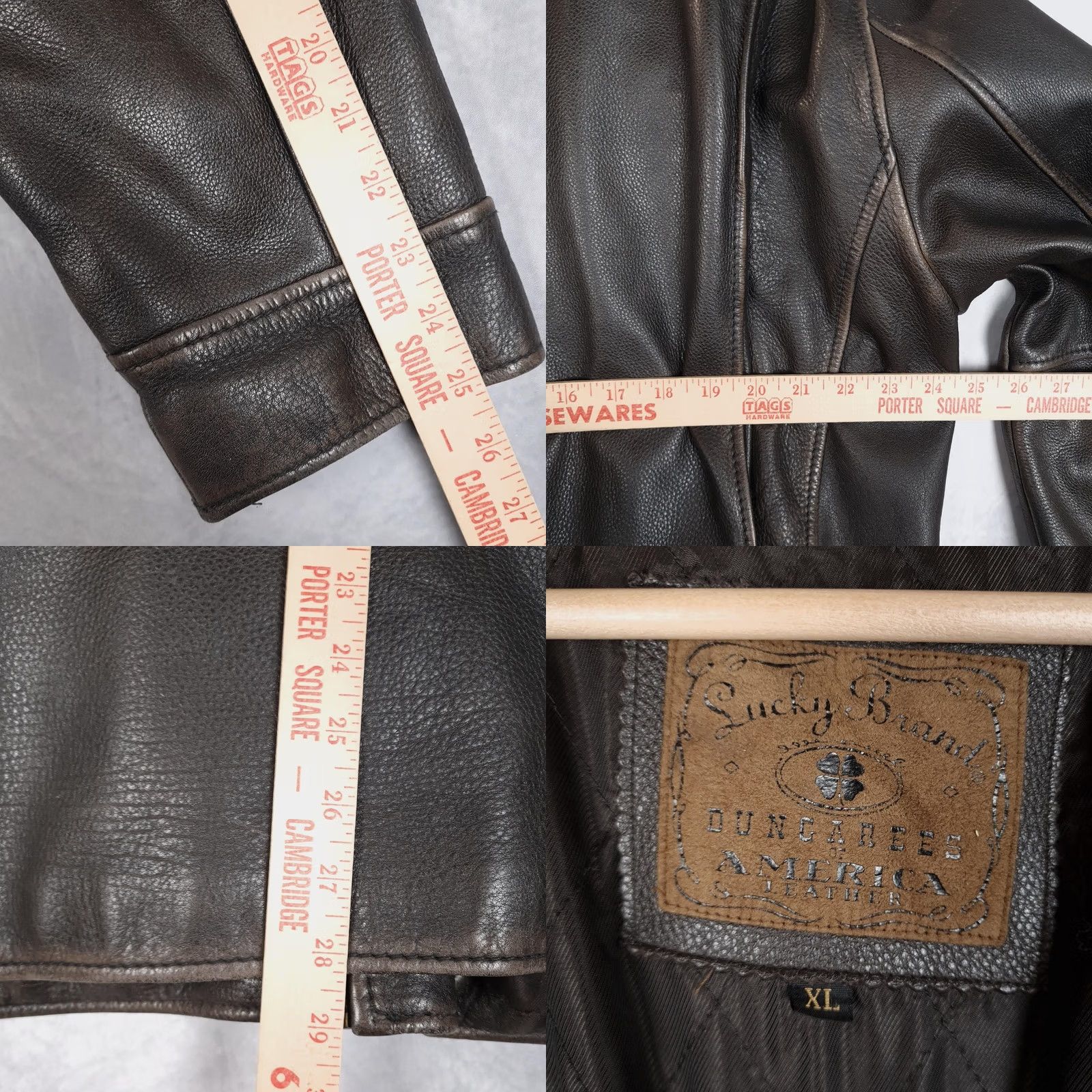 Lucky Brand Lucky Brand Jacket Mens XL Brown Leather Full Zip Lined Bomber Dungarees America Leather Size US 36 / EU 52 - 11 Thumbnail