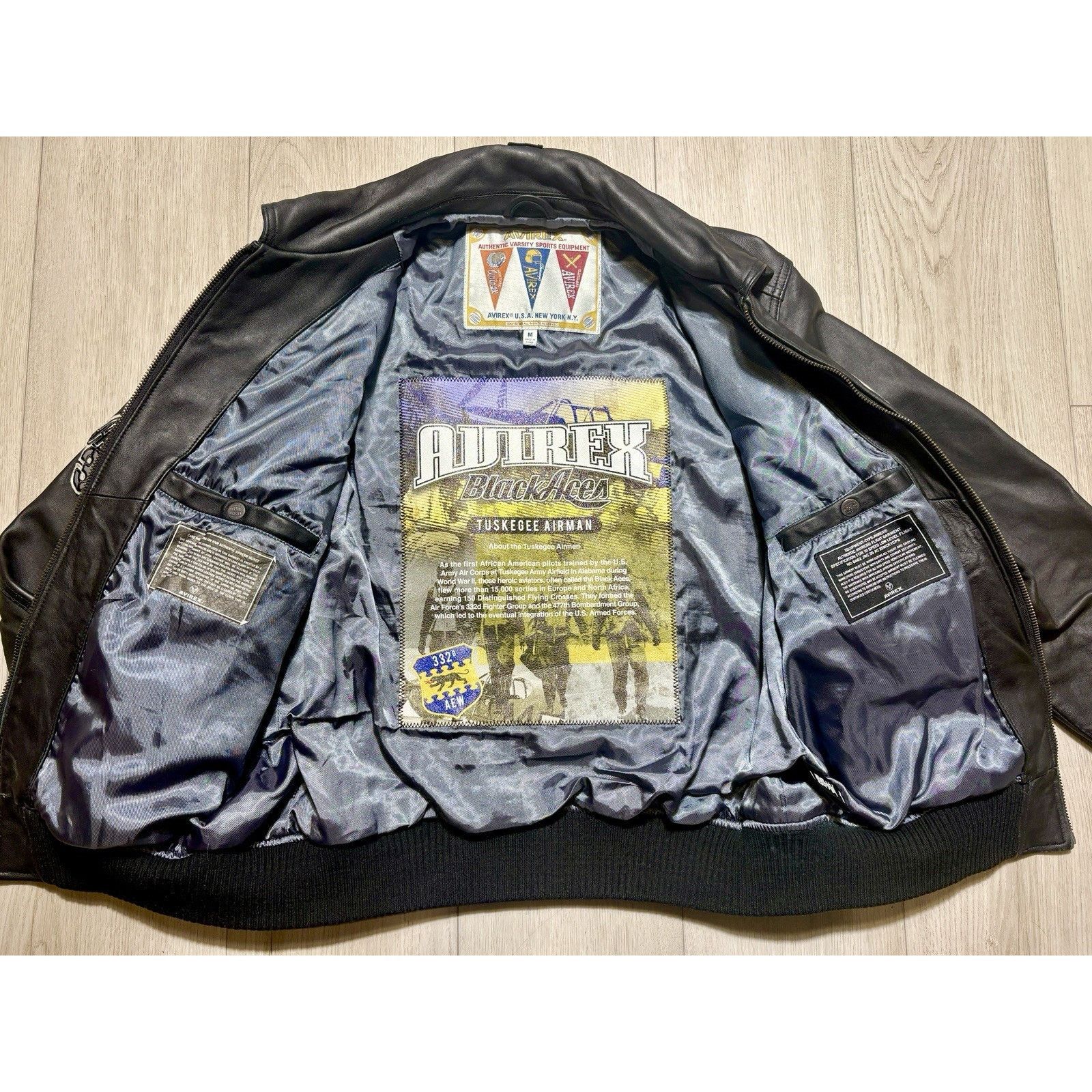 Avirex Avirex Black Aces Tuskegee Airmen Lamb Leather Jacket M Y2K Size US M / EU 48-50 / 2 - 4 Thumbnail