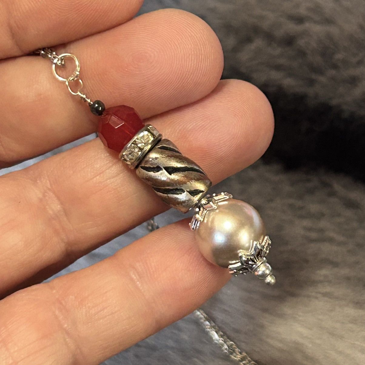Handmade Handcrafted vintage bead drop pendant on chain necklace Size ONE SIZE - 5 Thumbnail