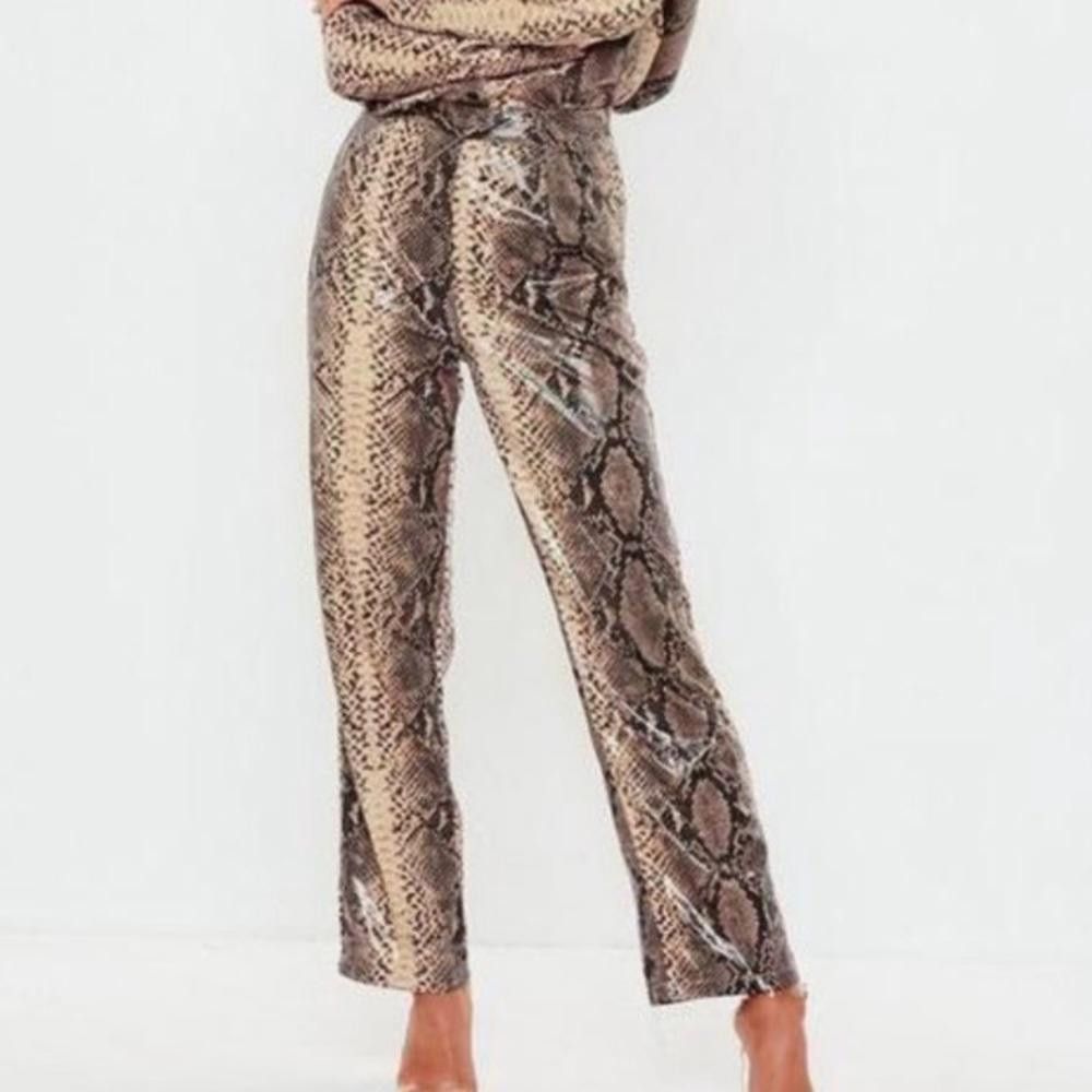 Designer Missguided l NWT High Waist Snakeskin Trouser Size 4P Size 27" / US 4 / IT 40 - 1 Thumbnail