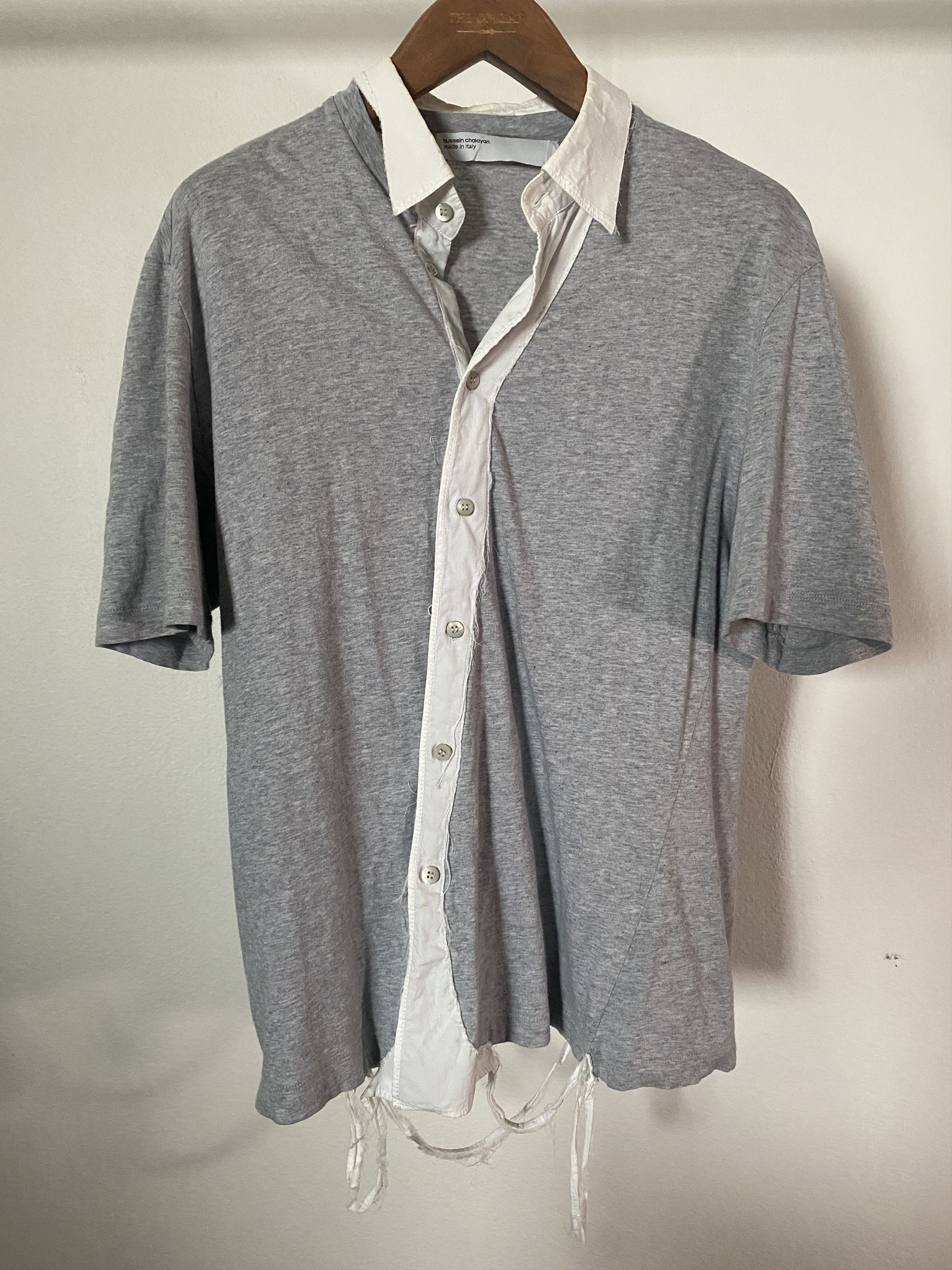 Hussein Chalayan Distressed Short Sleeve Button Up