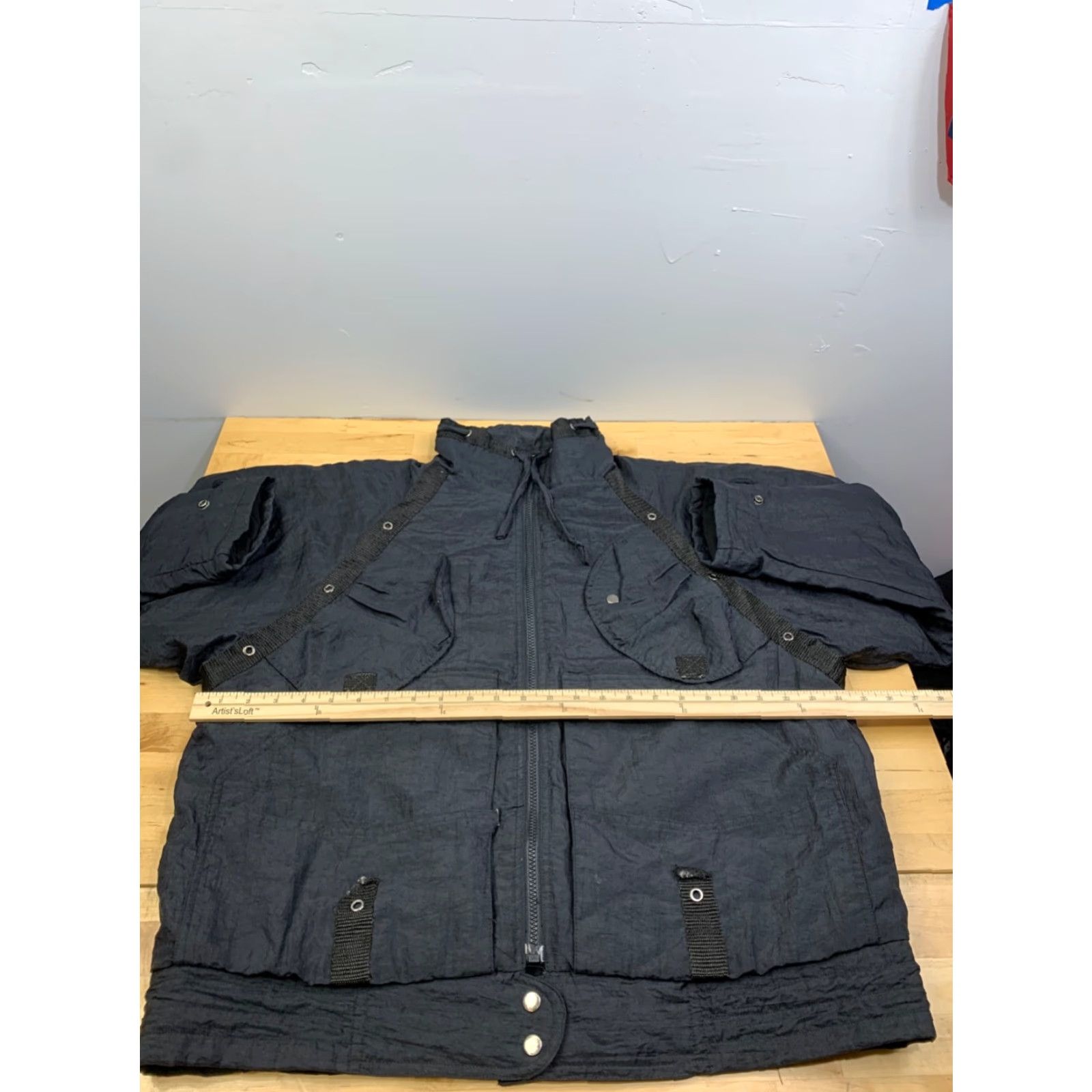 Vintage VINTAGE Bomber Jacket Womens M Black Full Zip Boxy Oversize 80s 90s Jacket Size M / US 6-8 / IT 42-44 - 7 Thumbnail