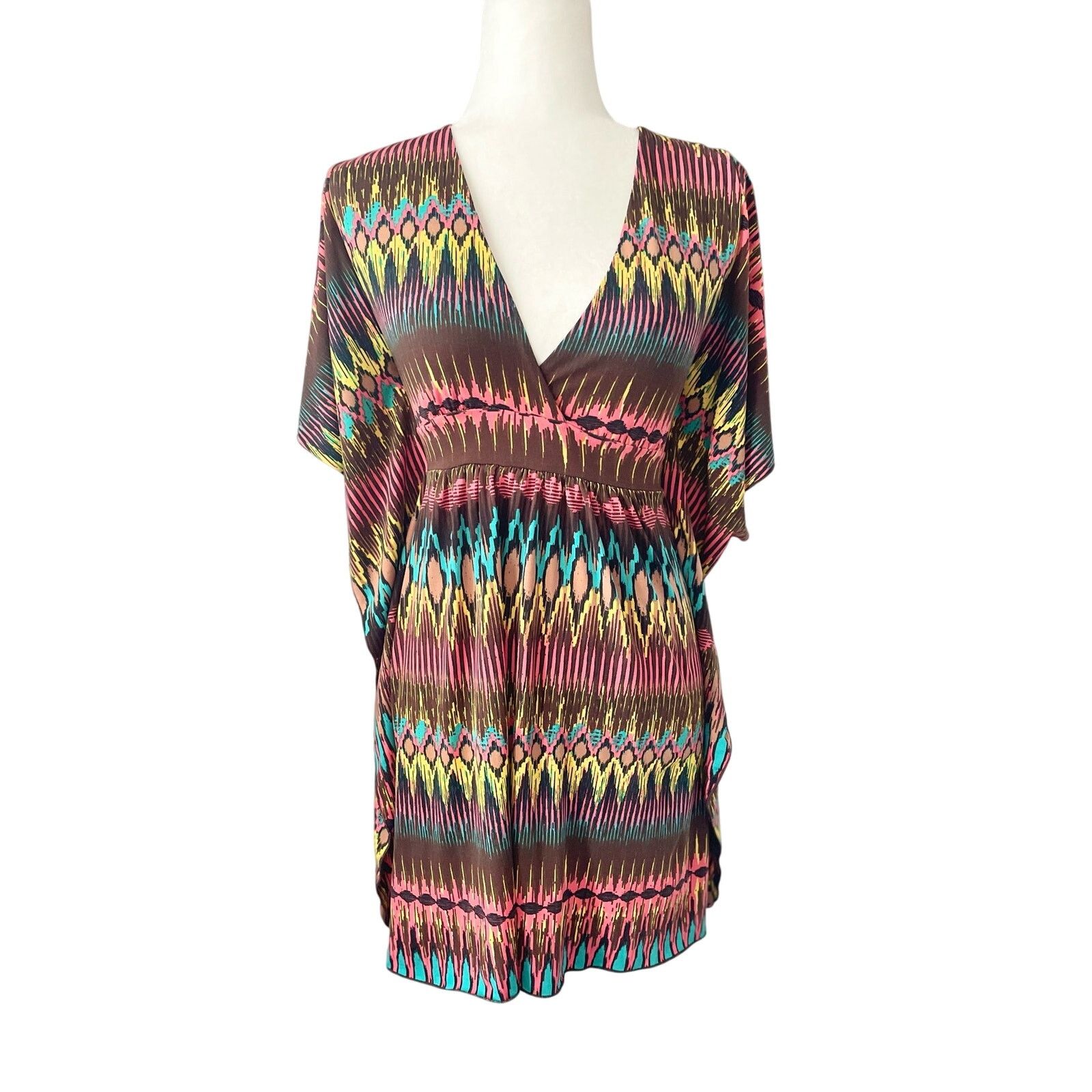 Other VeronicaM Women BOHO Flutter Sleeve Multicolored Mini Dress Size XS / US 0-2 / IT 36-38 - 2 Thumbnail