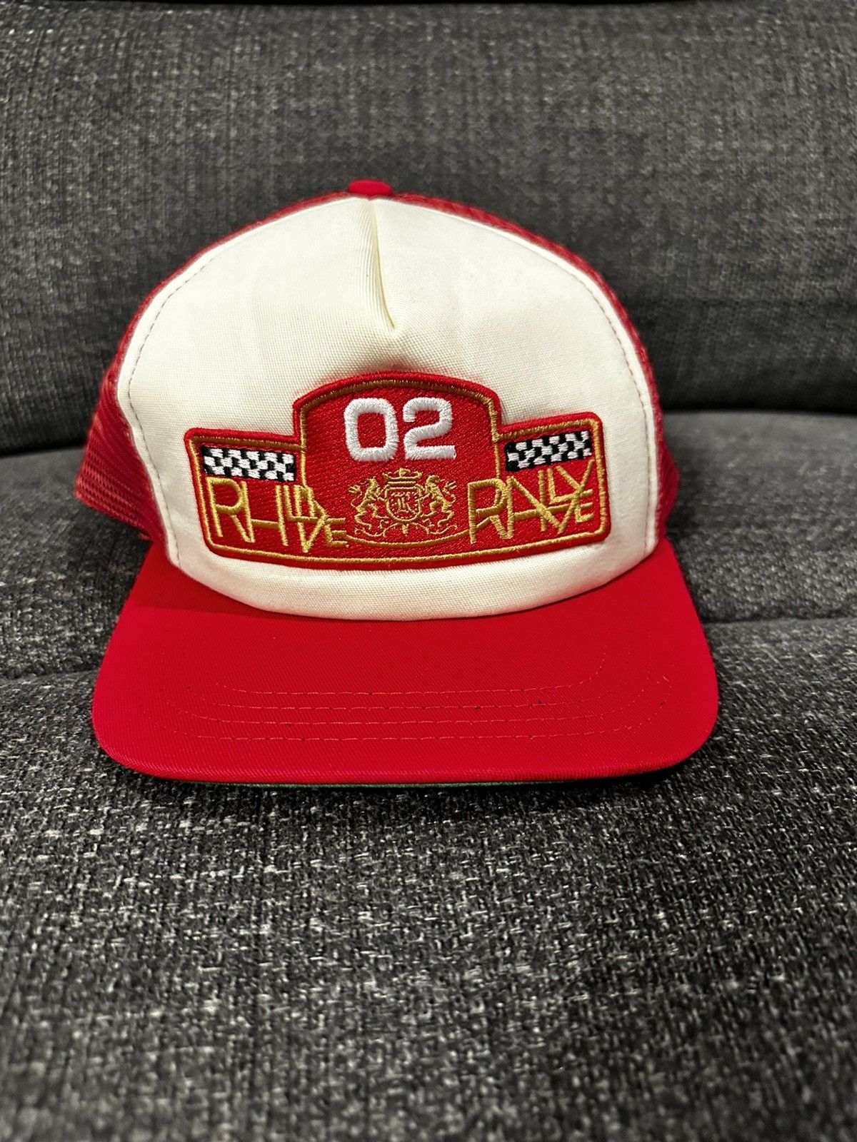 Rhude Rhude Rally Prix Trucker White/Red Retails $250 Size ONE SIZE - 1 Thumbnail
