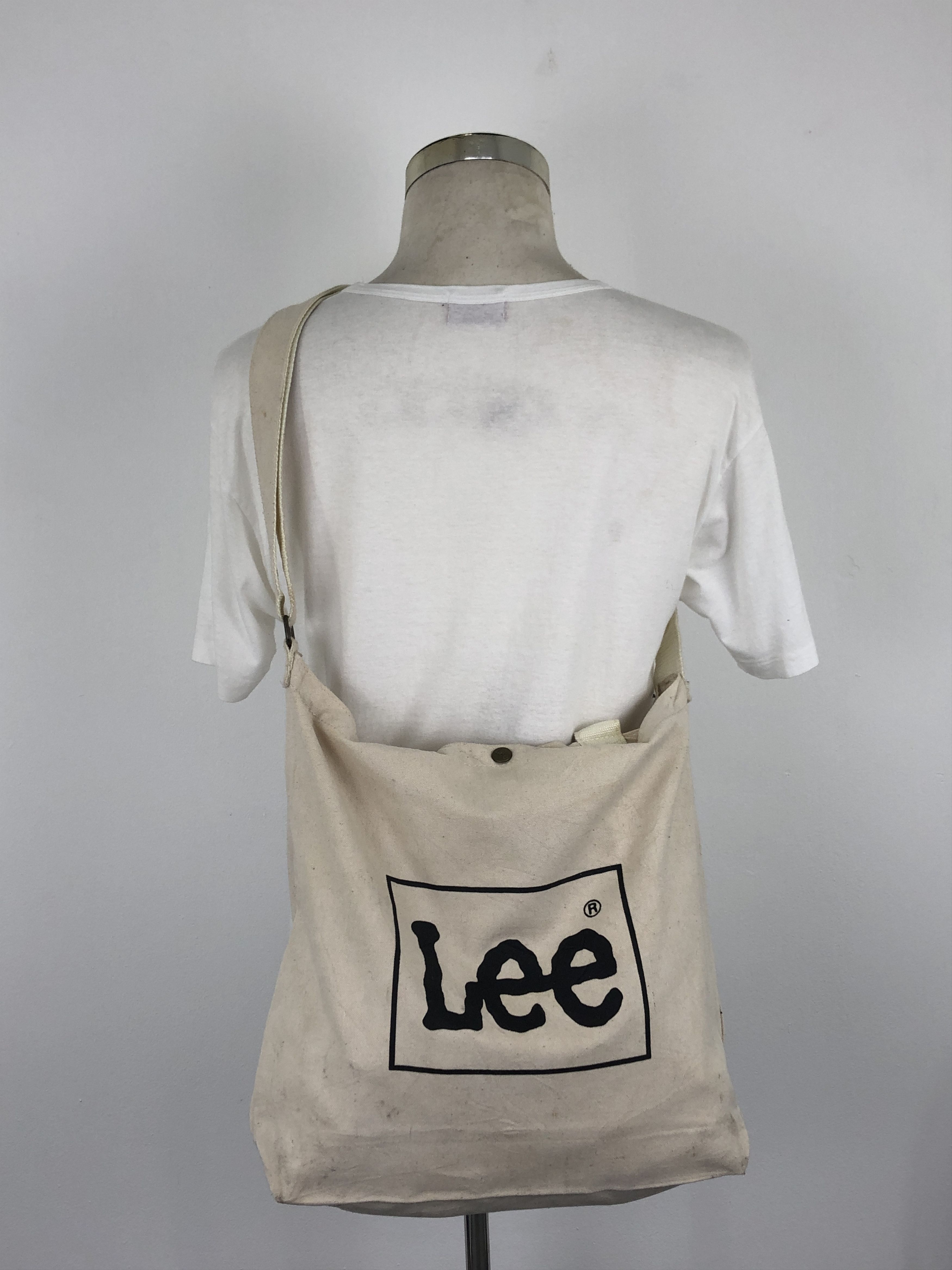 90's Lee Big Logo Crossbody Bag in White, Men's