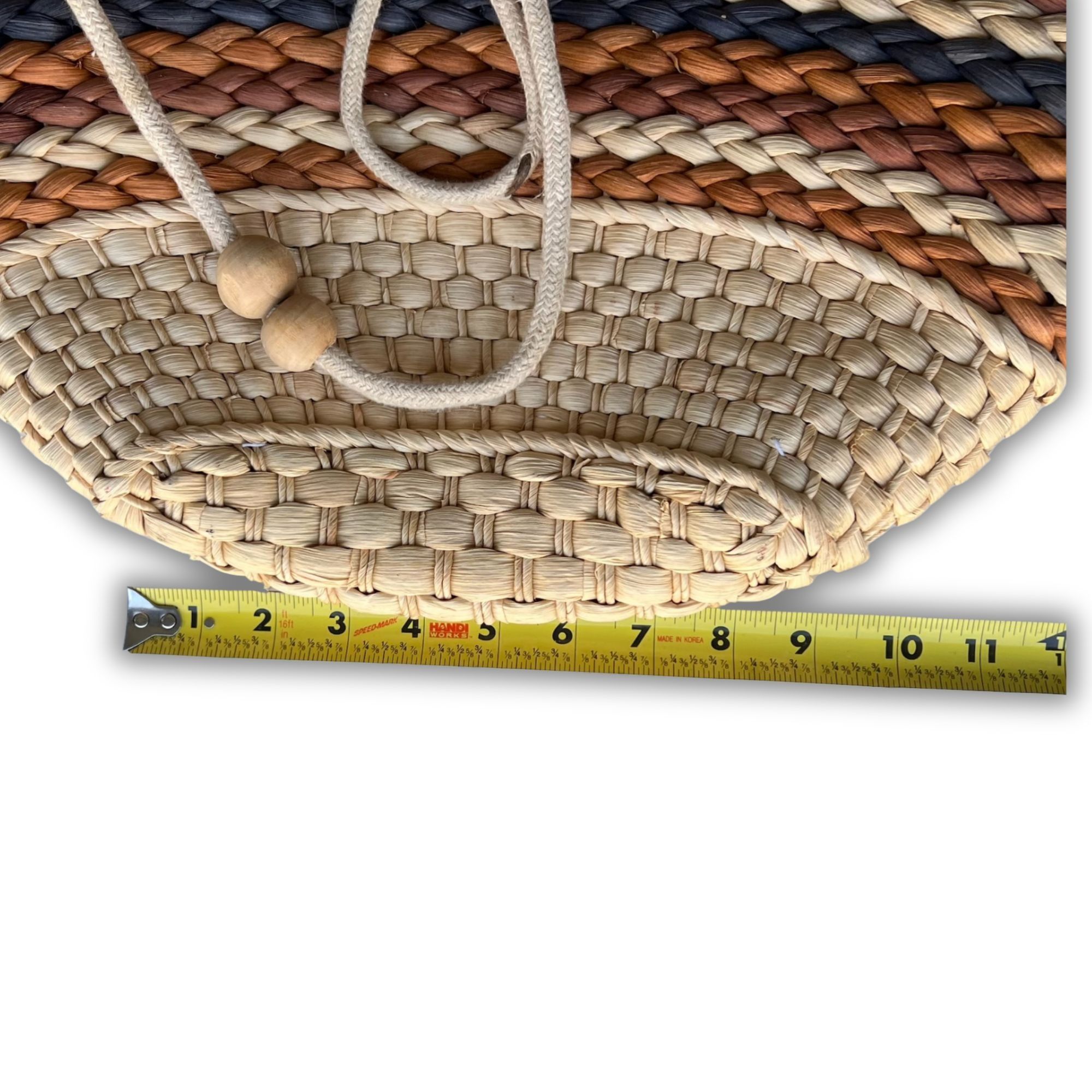 Other Woven Straw Shoulder Bag With Striped Pattern & Drawstring C Size ONE SIZE - 6 Thumbnail