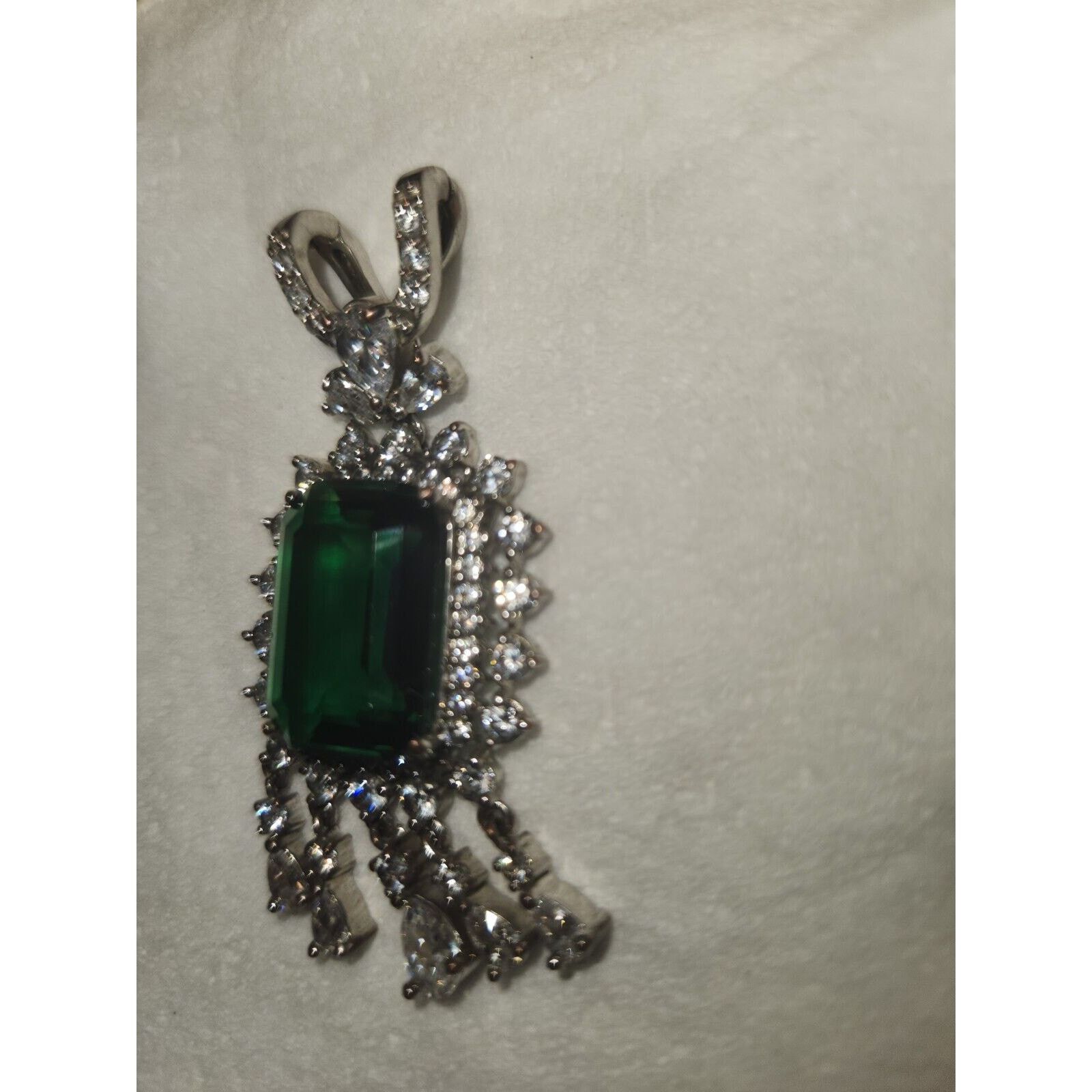 Other vintage fabulous silver tone green & clear stones very large Size ONE SIZE - 4 Thumbnail