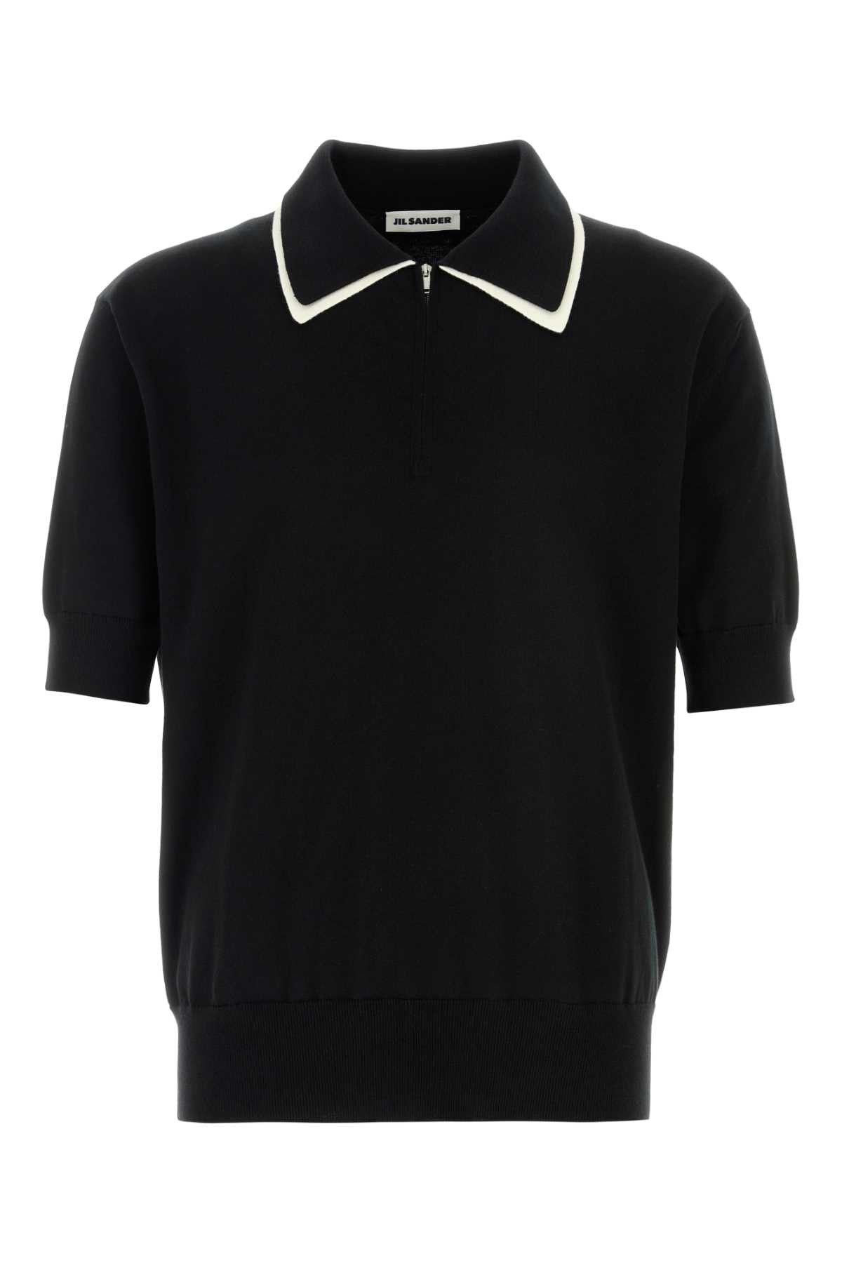 Jil Sander Black Cotton Polo Shirt Size US L / EU 52-54 / 3 - 1 Thumbnail