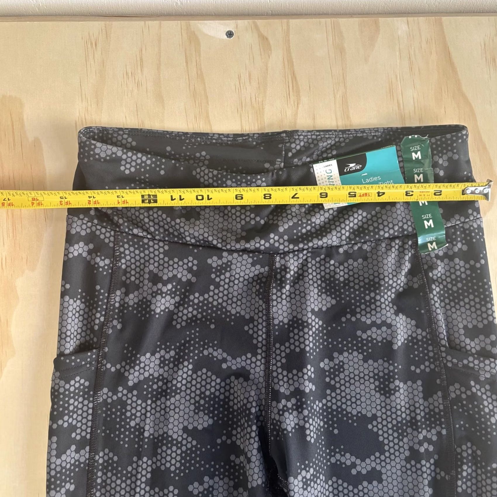 Vintage Crane Leggings Womens Medium Black Camouflage Ankle Stretch Gym Yoga Athletic Skinny Pockets Pull On Size 32" / US 10 / IT 46 - 2 Thumbnail
