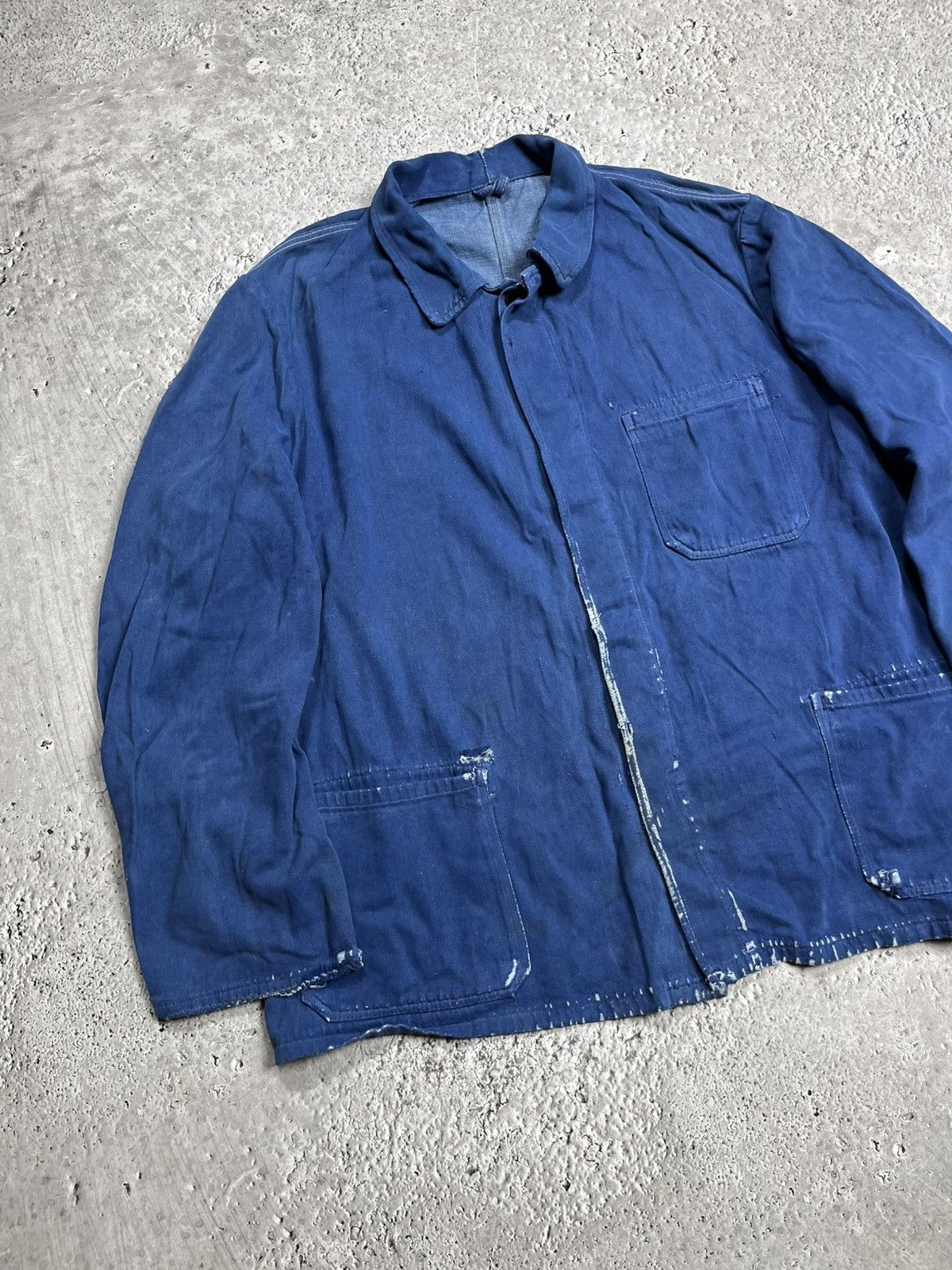 Other Vintage Workwear Distressed French Chore Jacket Blue Canvas Size US M / EU 48-50 / 2 - 3 Thumbnail