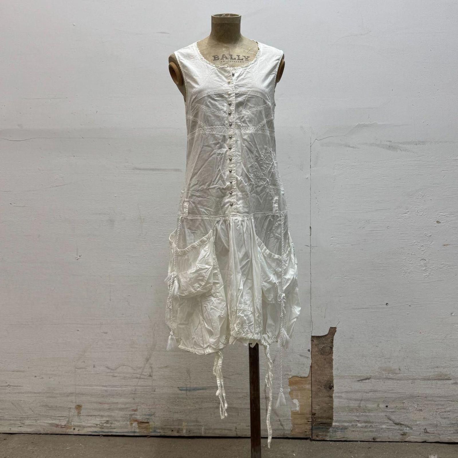 Other Vintage La Mode Est à Vous White Cotton Parachute Dress Size S / US 4 / IT 40 - 1 Thumbnail