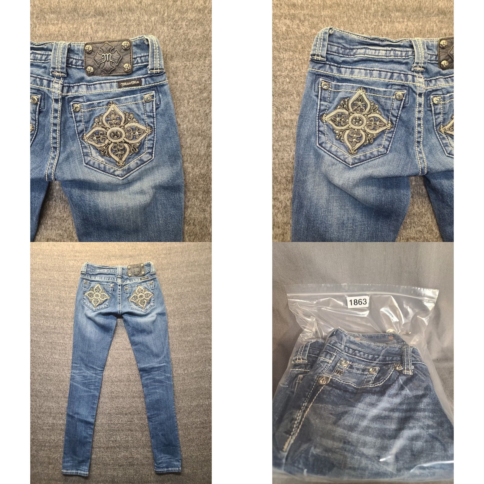 Miss Me VINTAGE Miss Me Jeans Womens 25x32 Skinny Fit Tapered Leg Embroidered Rhinestone Cowgirlcore Jeans Wom ens? Size 42" / US 20 - 9 Thumbnail