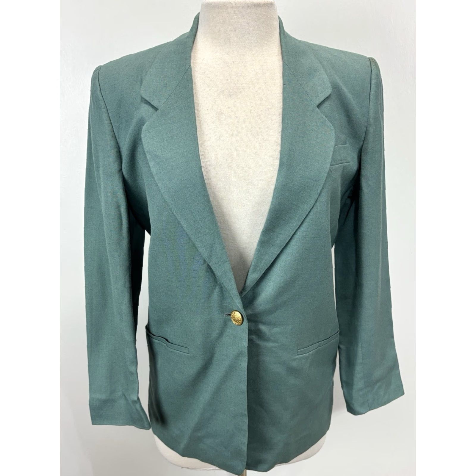 Talbots VINTAGE Talbots 2-Piece Pant Suit Women Green Linen Blend Jacket & Pants 4 Adult 80s Mens Womens Size 27" / US 4 / IT 40 - 2 Thumbnail