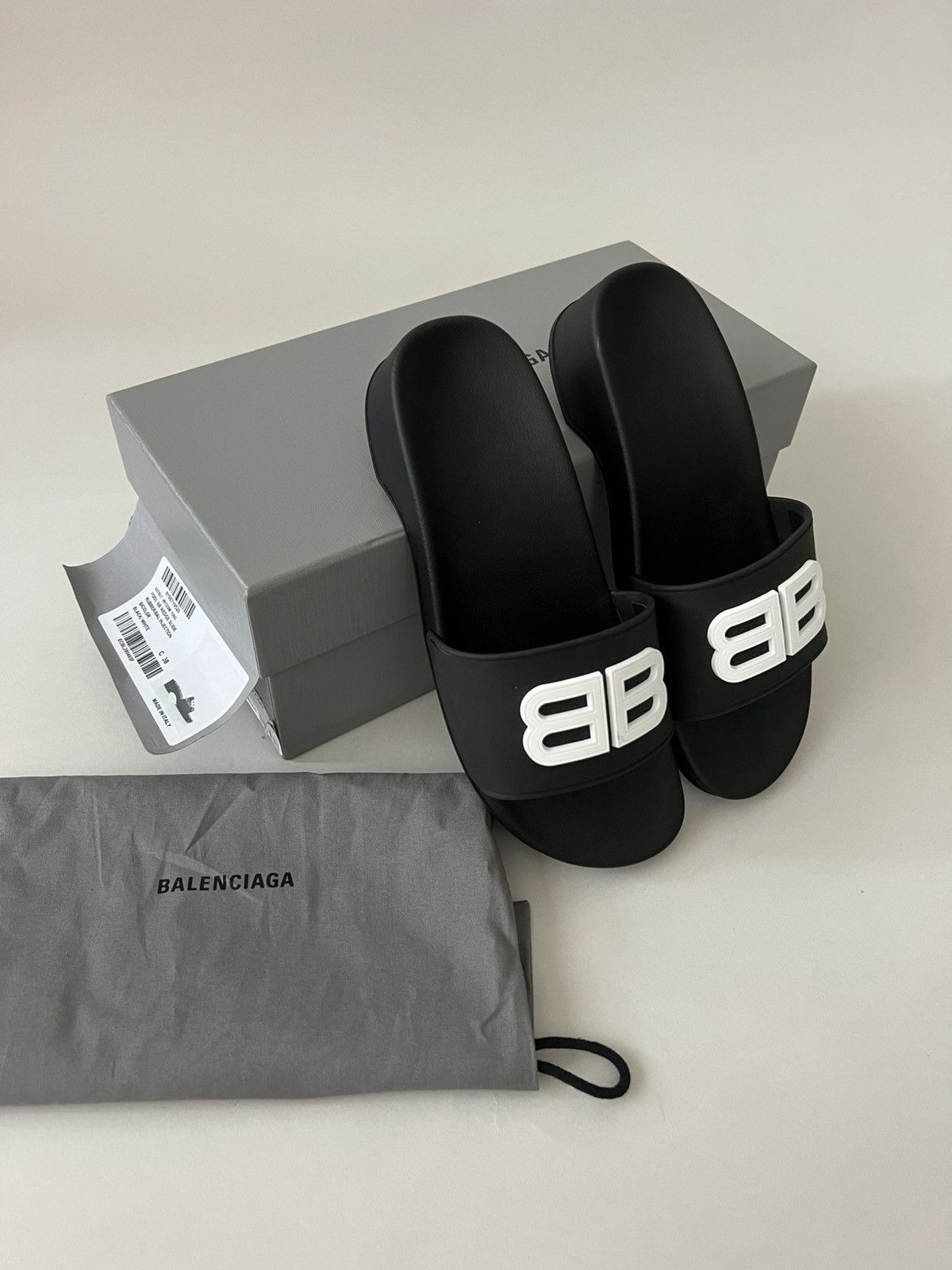 Balenciaga 🔥STEAL🔥Pool Rubber Slides with BB Logo Size US 8 / IT 38 - 2 Thumbnail