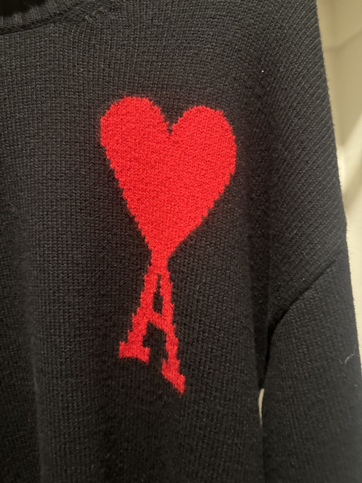 AMI AMI Paris Red Heart Logo Turtleneck Sweater Black Wool Knit Size US XS / EU 42 / 0 - 2 Thumbnail