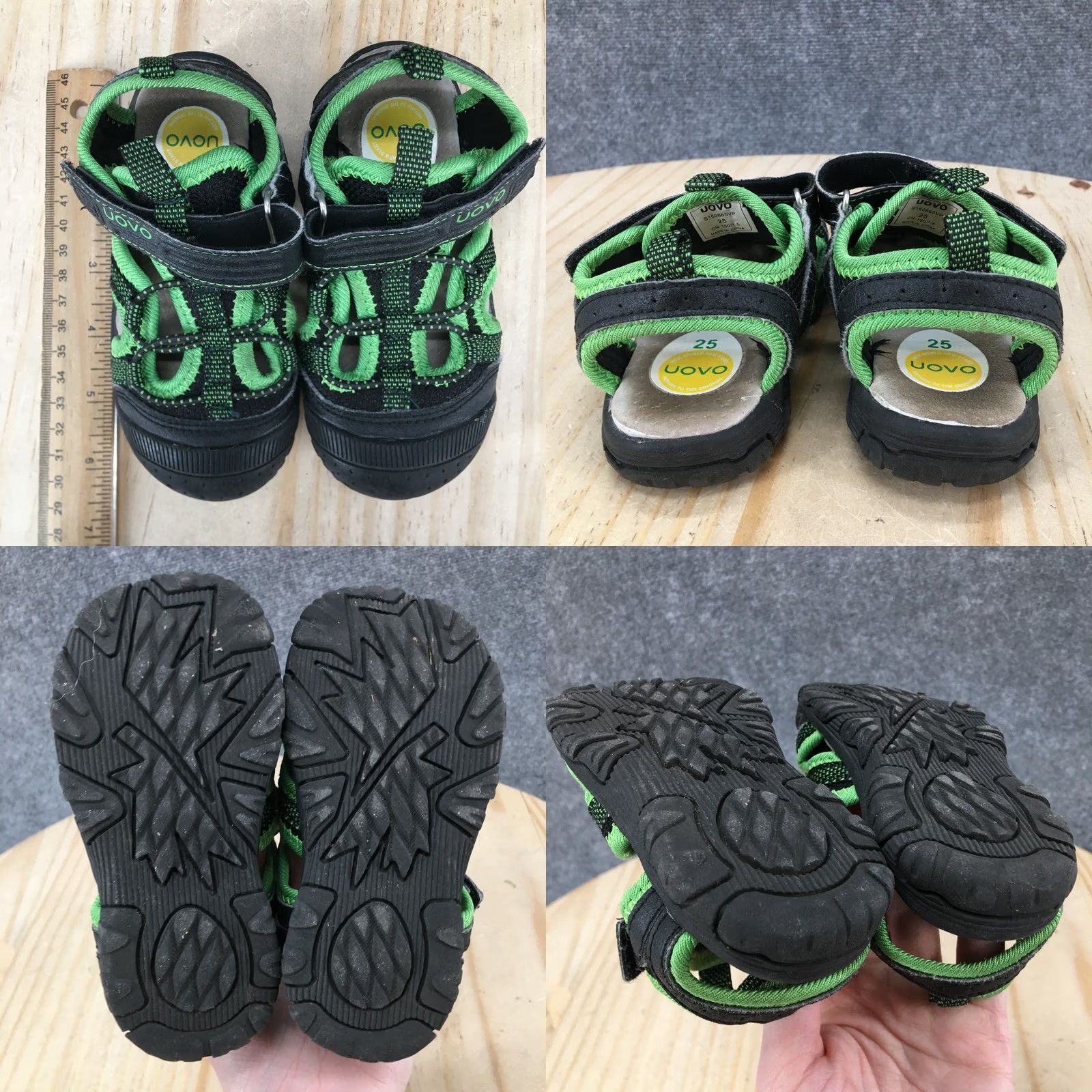 Vintage Uovo Sandals Child 25 Trekking Hiking Beach Strappy Comfort Black Fabric Mens Size US 8 / IT 38 - 8 Thumbnail