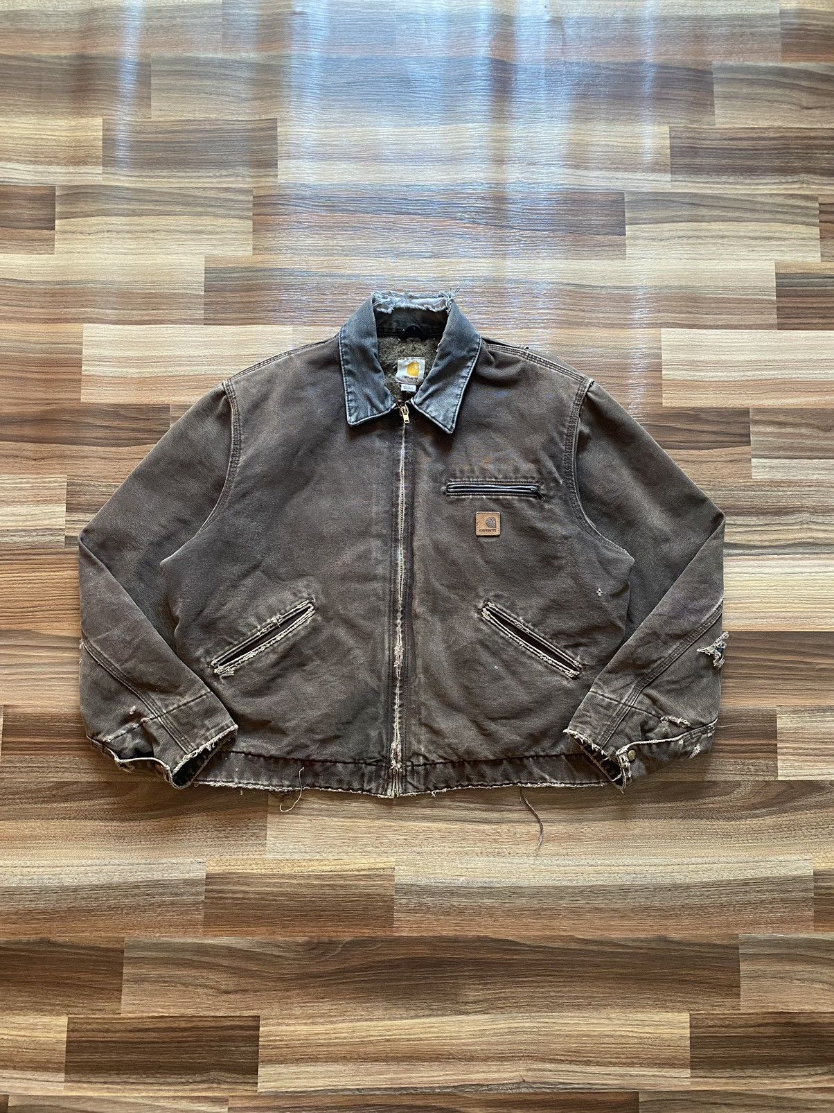 Pre-owned Carhartt X Vintage Carhartt Detroit Jacket Distressed In Brown