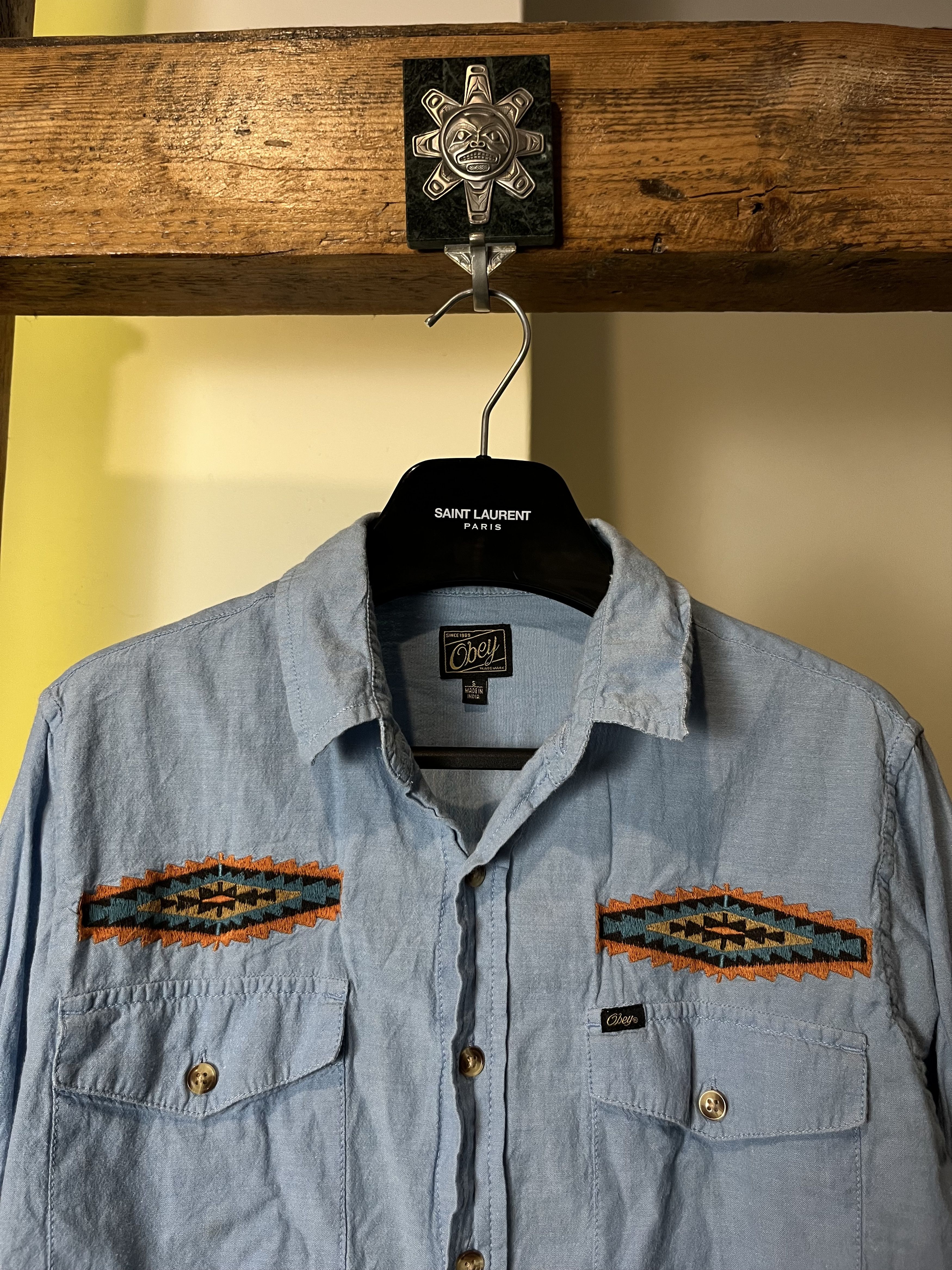 Obey × Vintage Vintage Obey Aztec Summer Blue Shirt Skateboard Streetwear Size US S / EU 44-46 / 1 - 4 Thumbnail