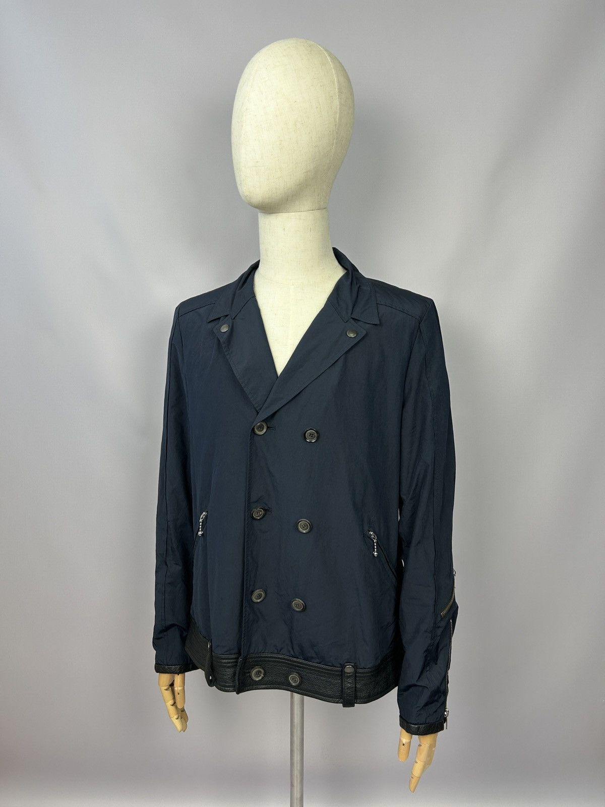 Japanese Brand Cy Choi Double Breasted Navy Nylon Coat Jacket Size L Size US L / EU 52-54 / 3 - 1 Thumbnail