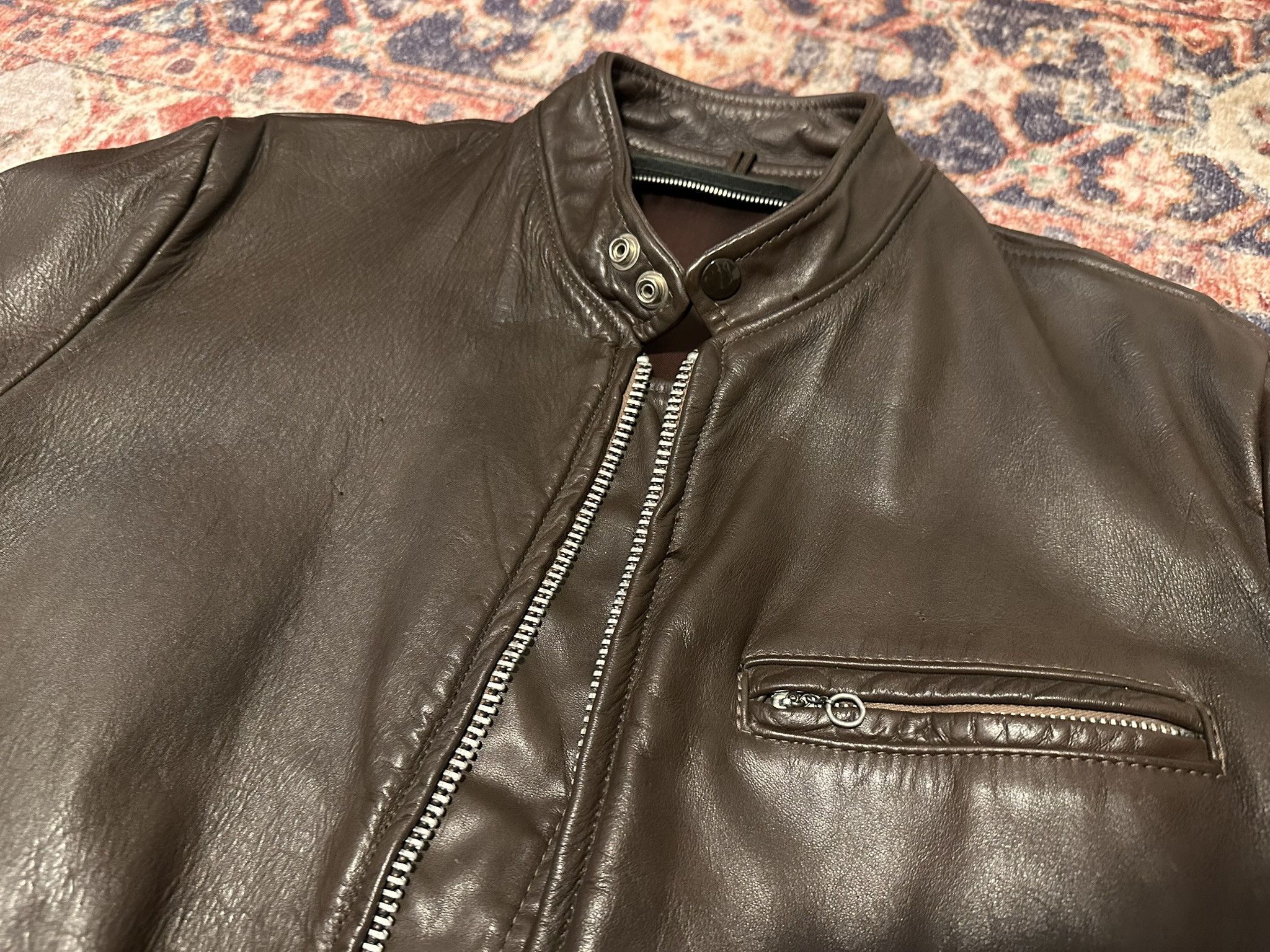 Vintage Lesco Cafe Racer Leather Jacket Size US S / EU 44-46 / 1 - 5 Thumbnail