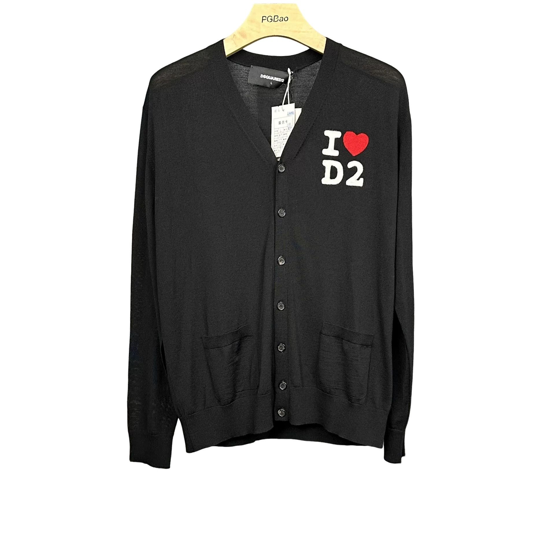 Dsquared2 Dsquared2 I ❤️ D2 Logo Knit Cardigan Size L Size US L / EU 52-54 / 3 - 1 Thumbnail