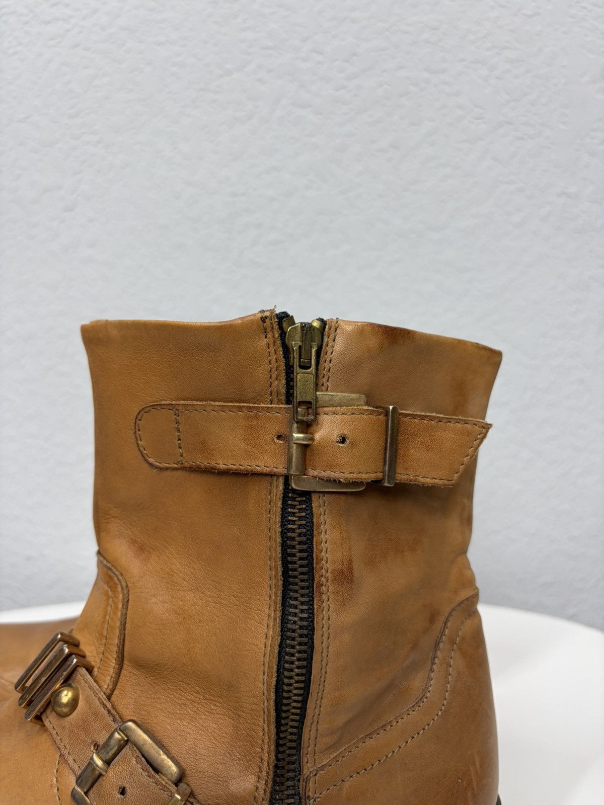 If Six Was Nine Vintage Italian AS 98 Heel Leather Airstep Skull Biker Boots Size US 8 / EU 41 - 12 Thumbnail