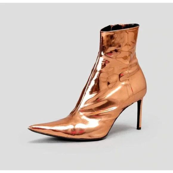 image of Haider Ackermann Metallic Leather Ankle Boots Eu 40 Us 9 A in Metallic Copper, Women's