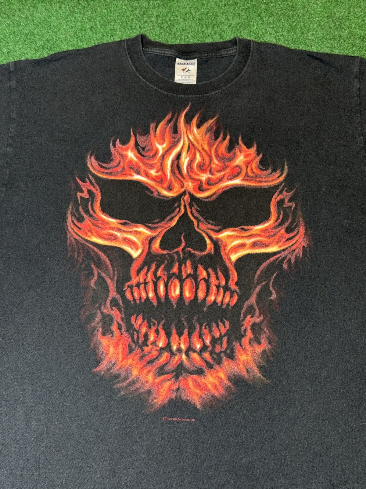 Affliction × Ed Hardy Vintage Y2K Flame Skull Ghost Rider Grunge Punk T Shirt Size US XL / EU 56 / 4 - 2 Thumbnail