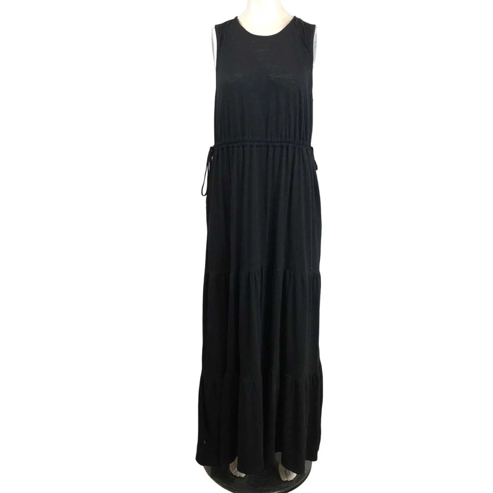 Vintage Caslon Womens Black Tiered Sleeveless Maxi Dress Drawstring Waist CN471772MI M Size M / US 6-8 / IT 42-44 - 2 Thumbnail