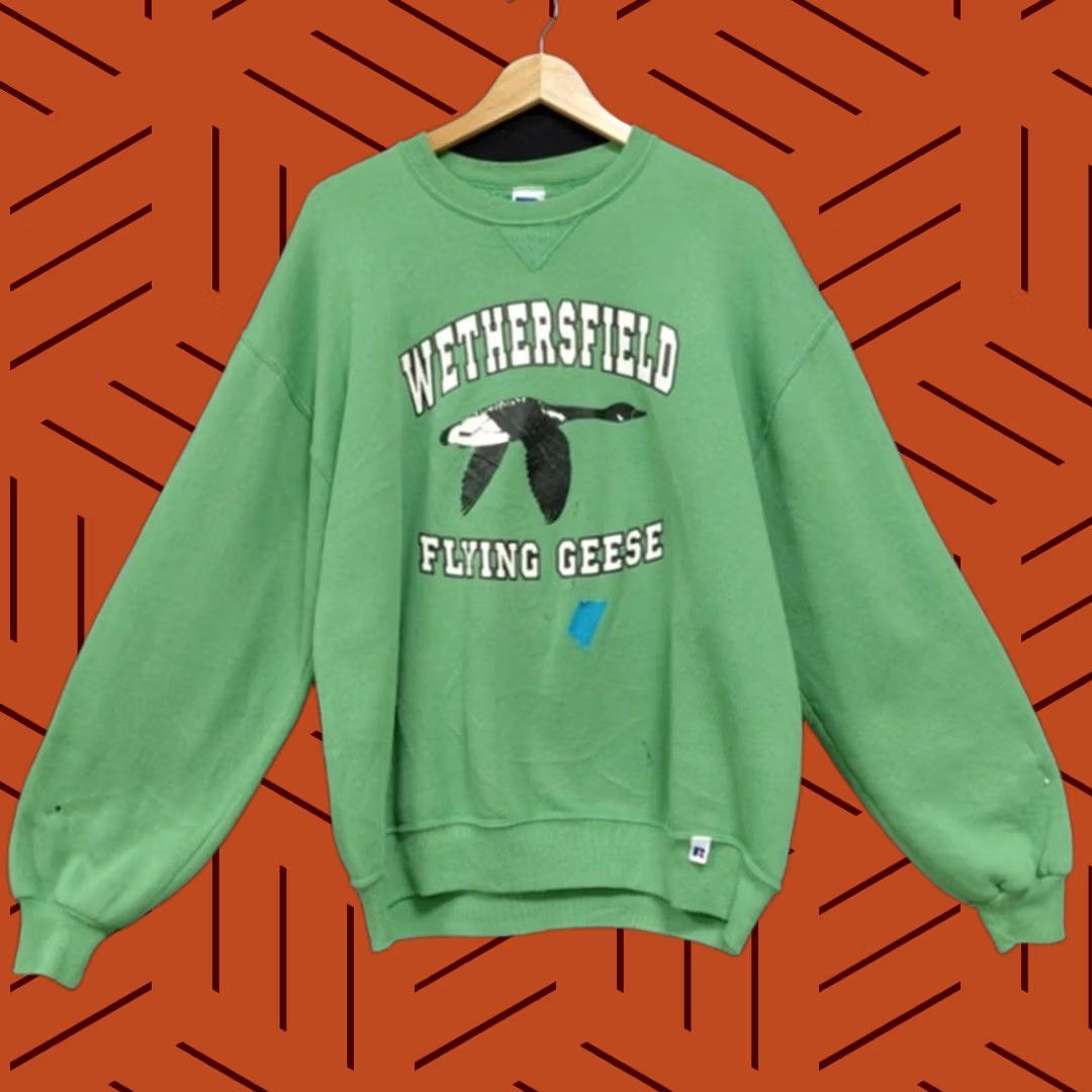 Russell Athletic VINTAGE Russell Athletic Sweatshirt Green XL Made in USA Knit Men Graphic Print Warmth Size US XL / EU 56 / 4 - 1 Thumbnail