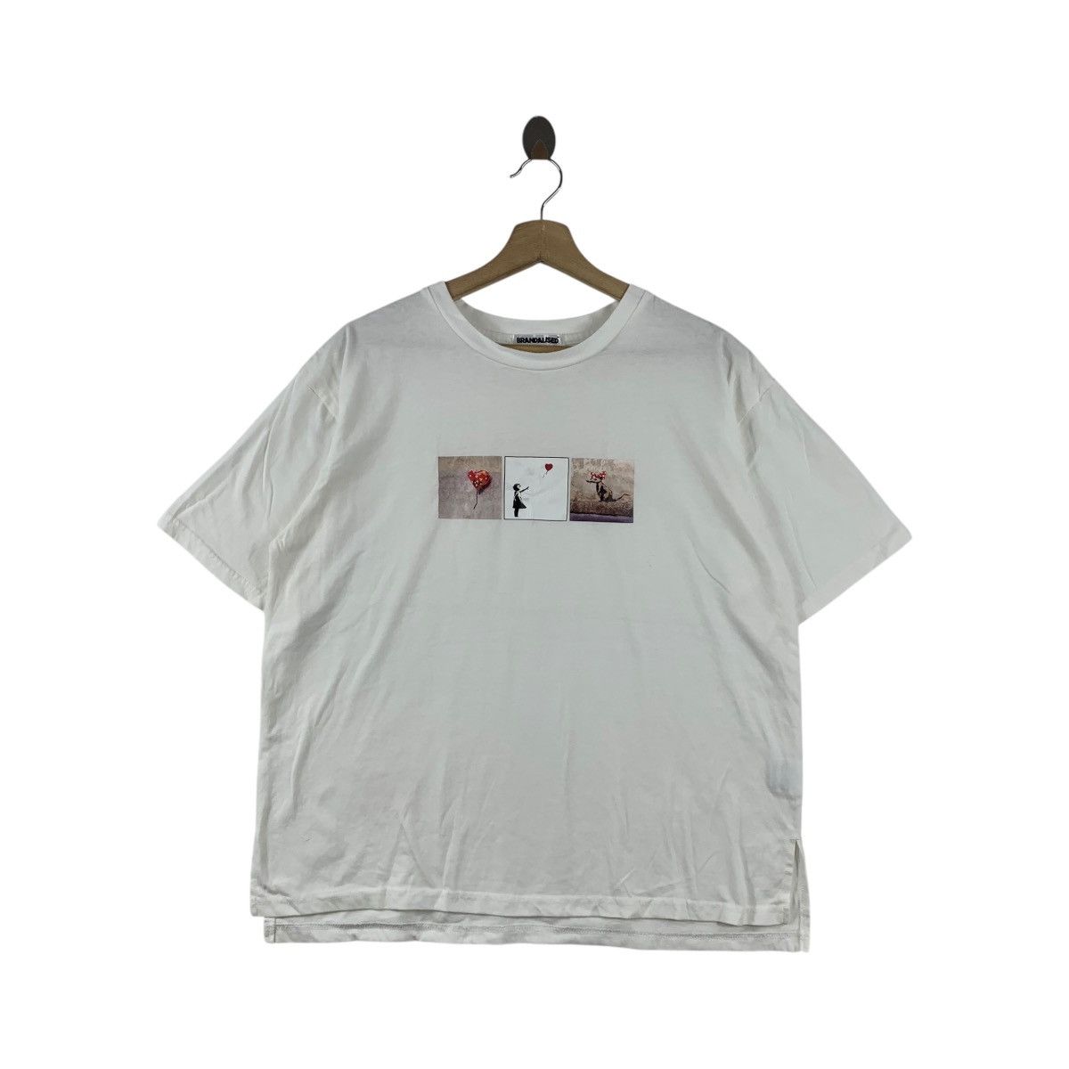 Vintage BRANDALISED BANKSY BALLOON GIRL Rat Tee Shirt Top Graffiti Size M / US 6-8 / IT 42-44 - 1 Thumbnail