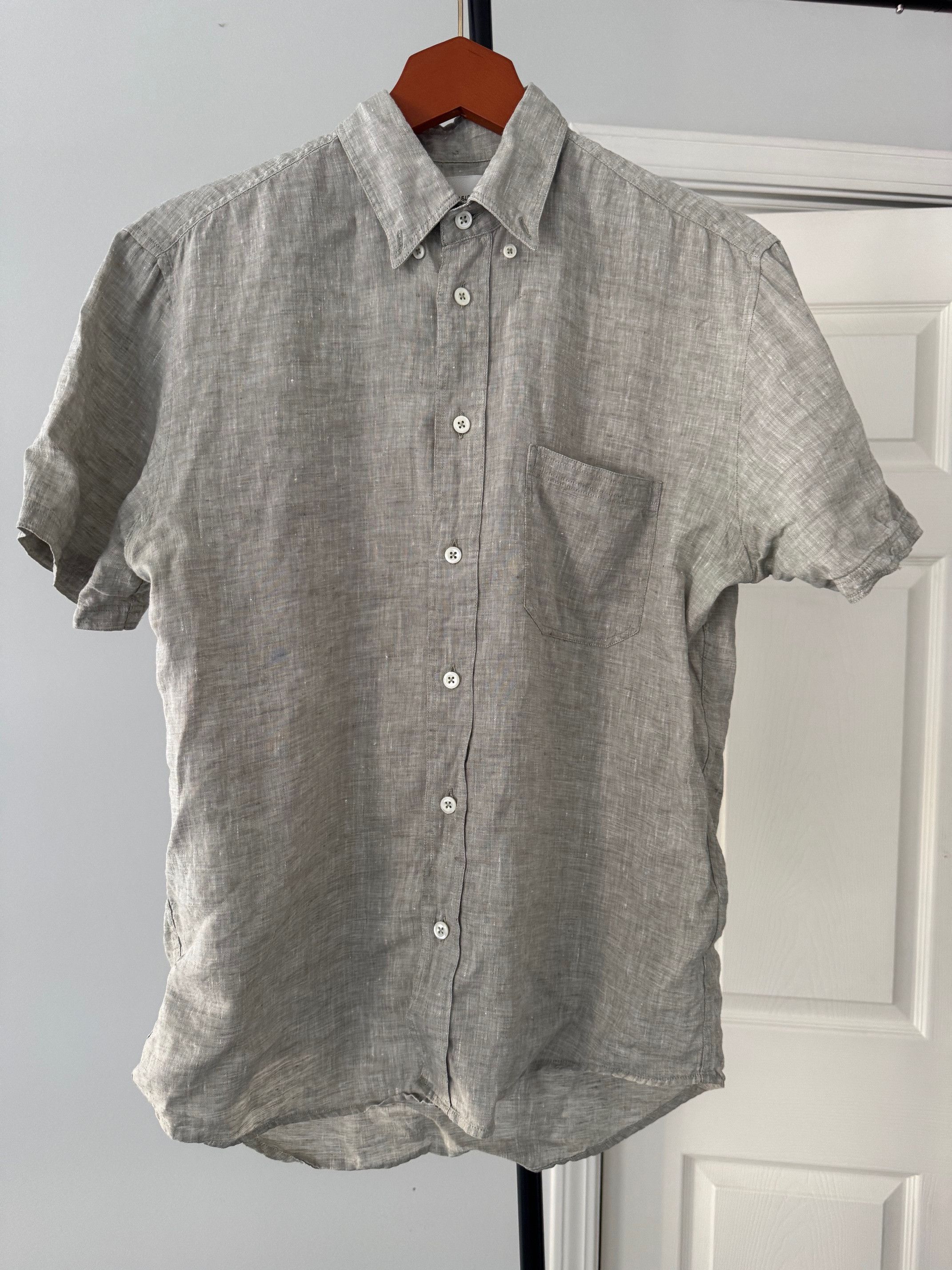 Billy Reid Green Linen Shirt Size US S / EU 44-46 / 1 - 1 Thumbnail