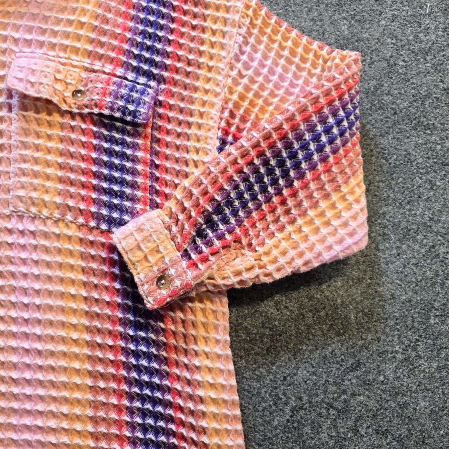 Bdg BDG Top Womens XS Pink Striped Waffle Knit Button Up Capsule Boho Casual Shirt Ladies? Size XS / US 0-2 / IT 36-38 - 4 Thumbnail