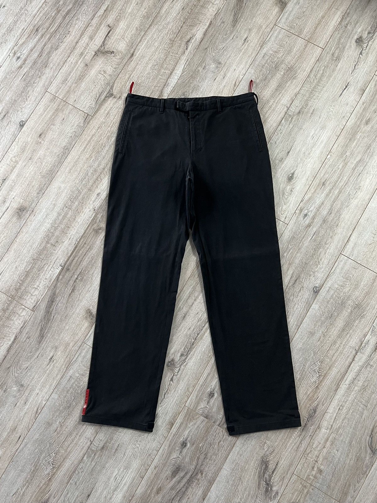 Image of Italian Designers Vintage Prada Red Tab Chino Pants in Black, Men's (Size 36)