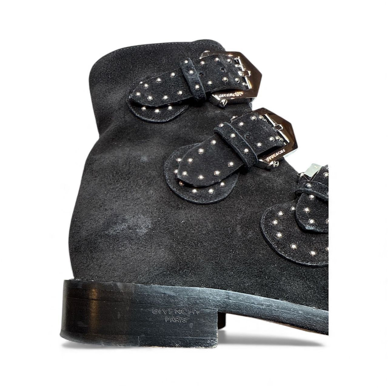 Givenchy GIVENCHY Boots Elegant Black Silver Studded Suede Buckle Det Size US 8.5 / IT 38.5 - 6 Thumbnail