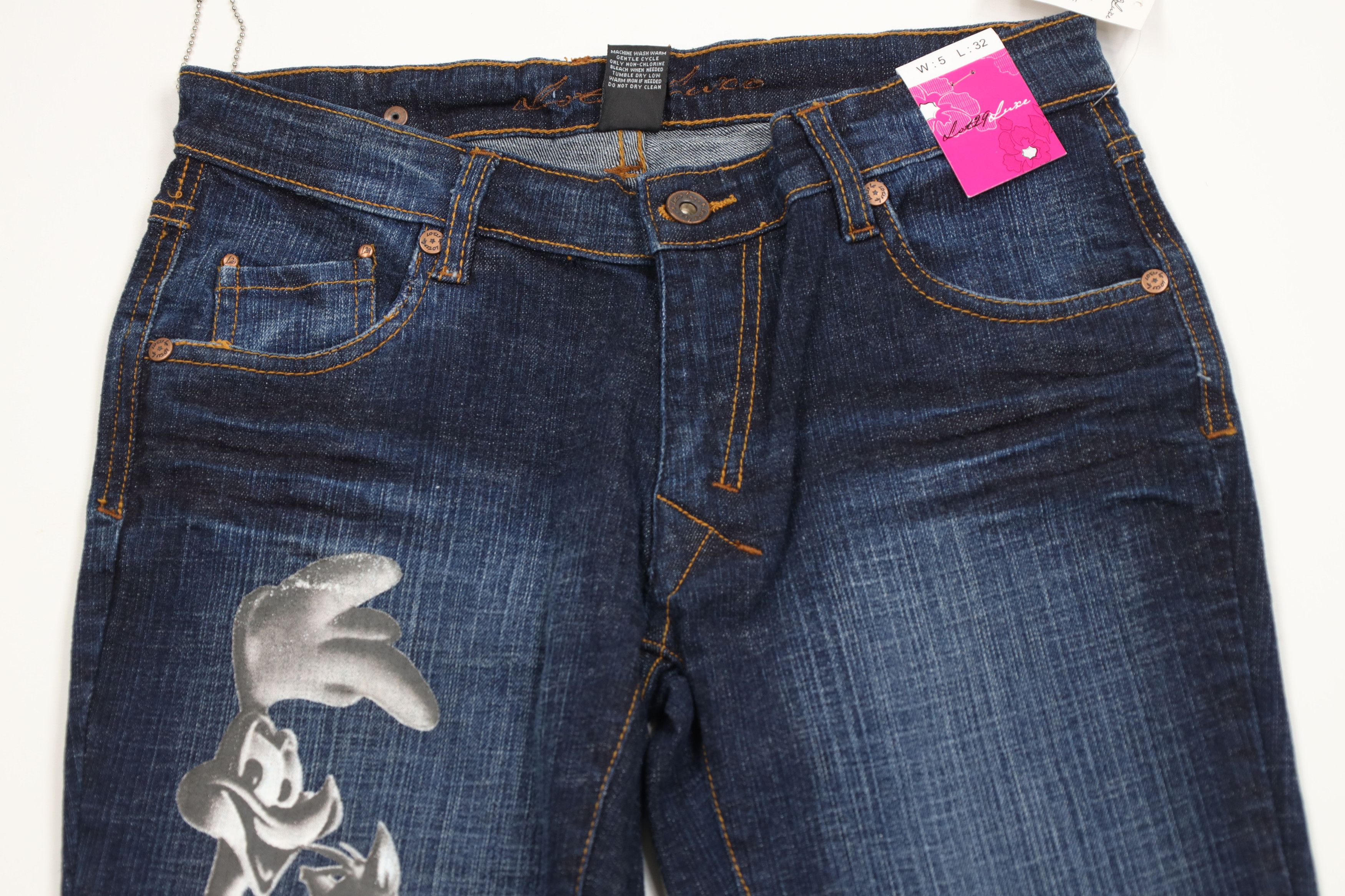 Vintage Deadstock Vintage Y2K Lot 29 Tunes Flared Wide Leg Jeans Size 27" / US 4 / IT 40 - 2 Thumbnail