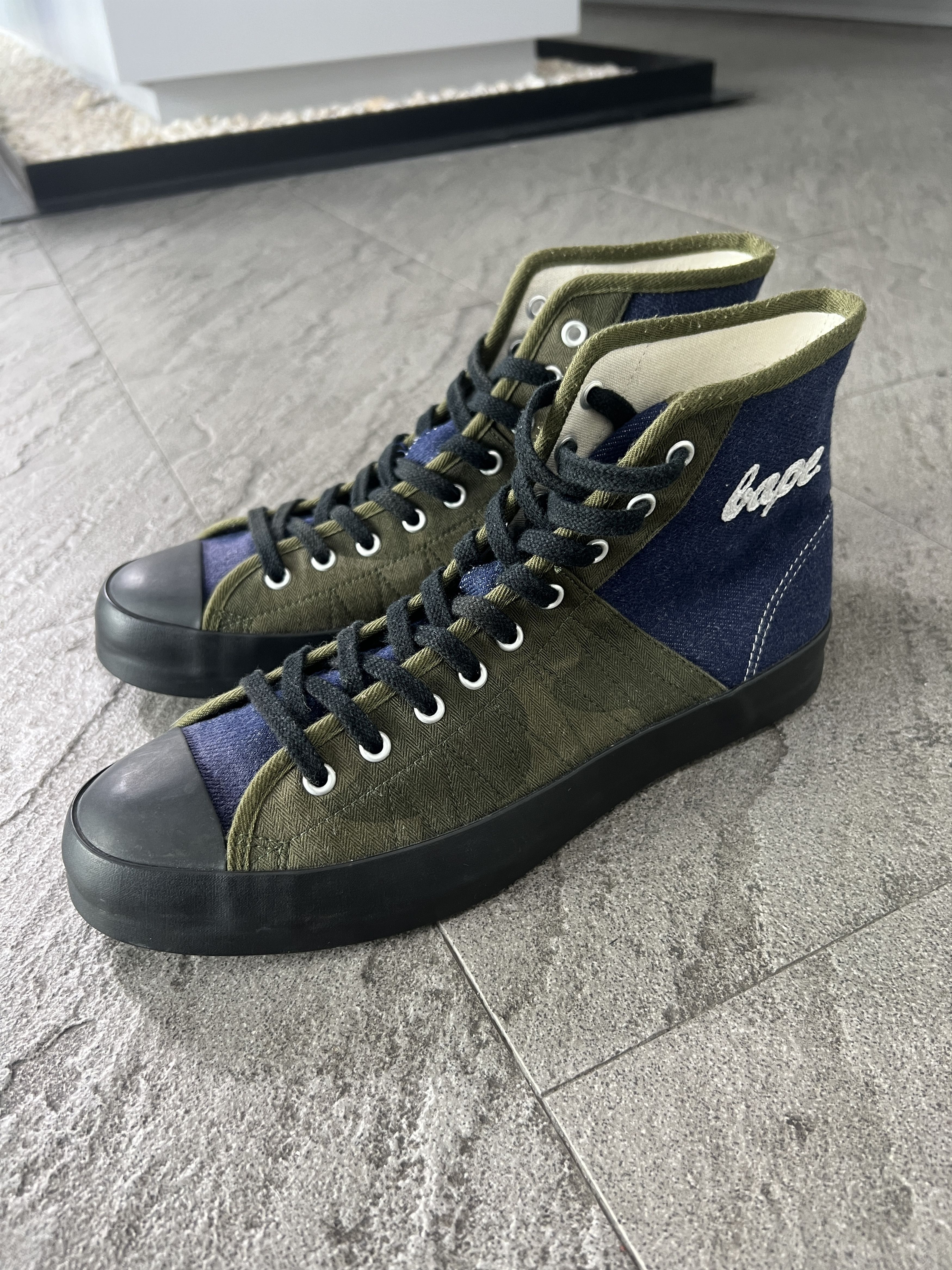 Bape BAPE STA High Top Canvas Sneakers Olive Navy US 8.5 Size US 8.5 / EU 41-42 - 2 Thumbnail