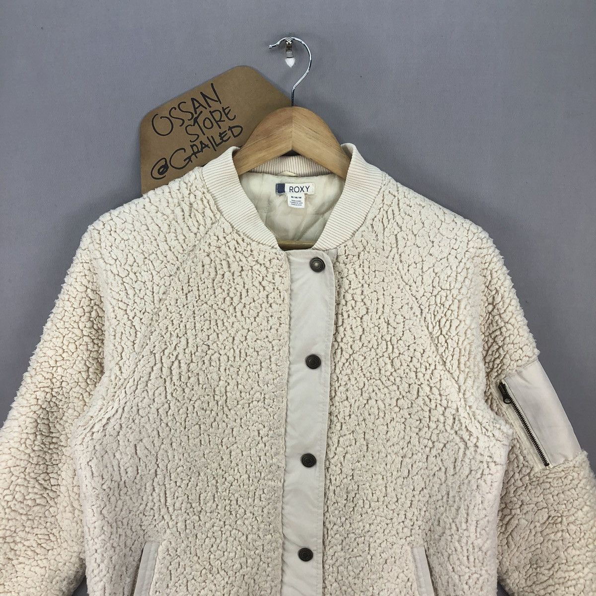 Japanese Brand 🇯🇵 Roxy Zipper Up Sherpa Quilted Jacket Size US M / EU 48-50 / 2 - 4 Thumbnail