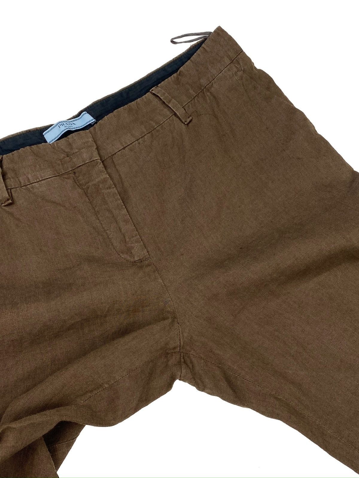 Prada PRADA WOMEN CROPPED PANTS BROWN LINEN FLAT FRONT IT 46 XL Size 32" / US 10 / IT 46 - 11 Thumbnail