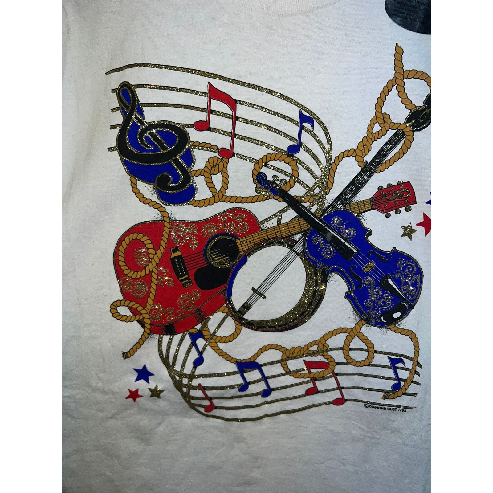 Vintage Vintage Diamond Dust Shirt Guitar Musical Notes Music Tee 2X Size US XXL / EU 58 / 5 - 2 Thumbnail