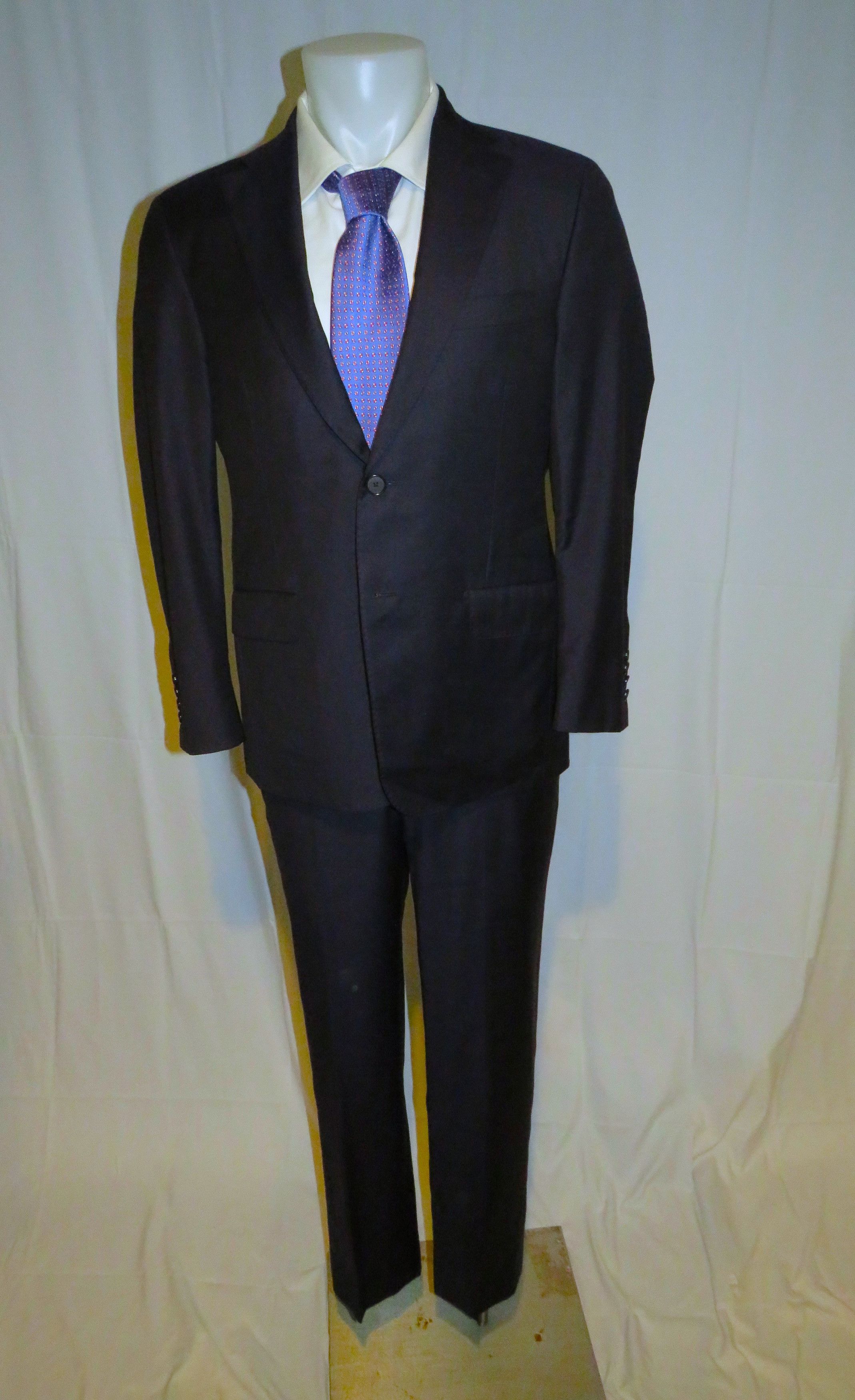 Hickey Freeman Loro Piana 150 Solid Navy Custom Two Button Suit 40S ...