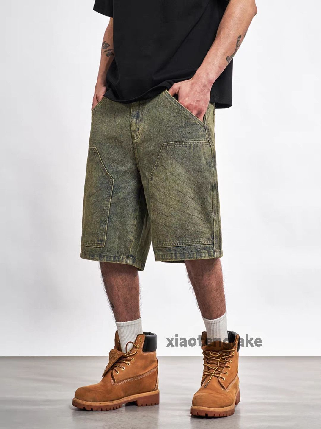 Vintage Utility washed faded loose baggy hiphop rusty shorts Size US 30 / EU 46 - 4 Thumbnail
