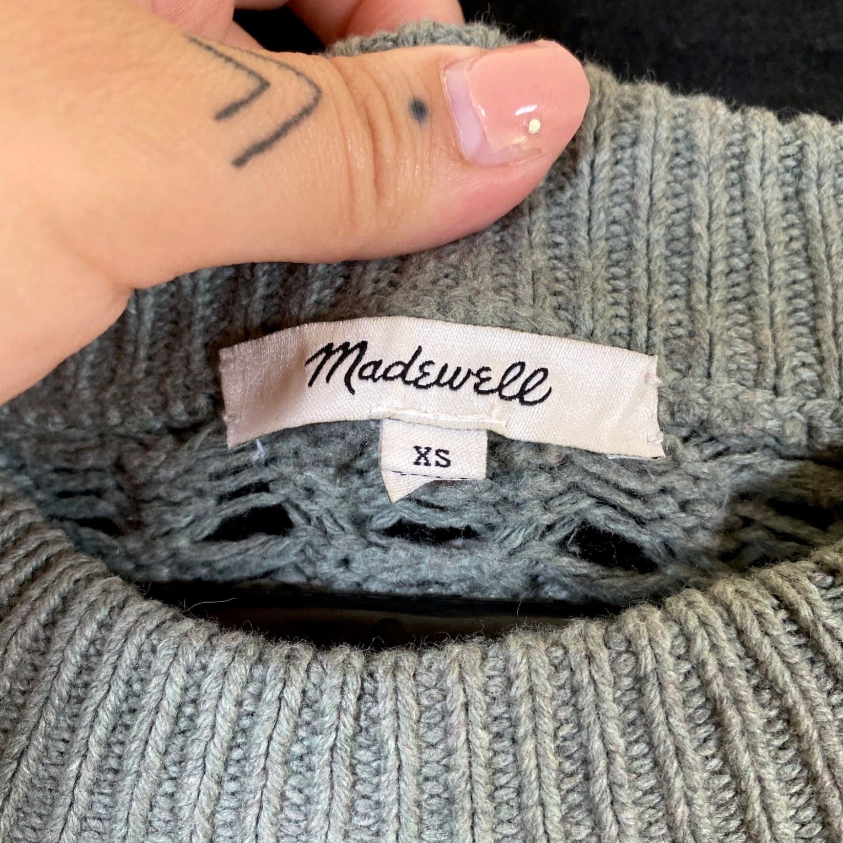 Madewell Madewell Womens Sweater Gray Crew Neck Pullover Cable Knit Long Sleeve Cotton XS Size XS / US 0-2 / IT 36-38 - 4 Thumbnail