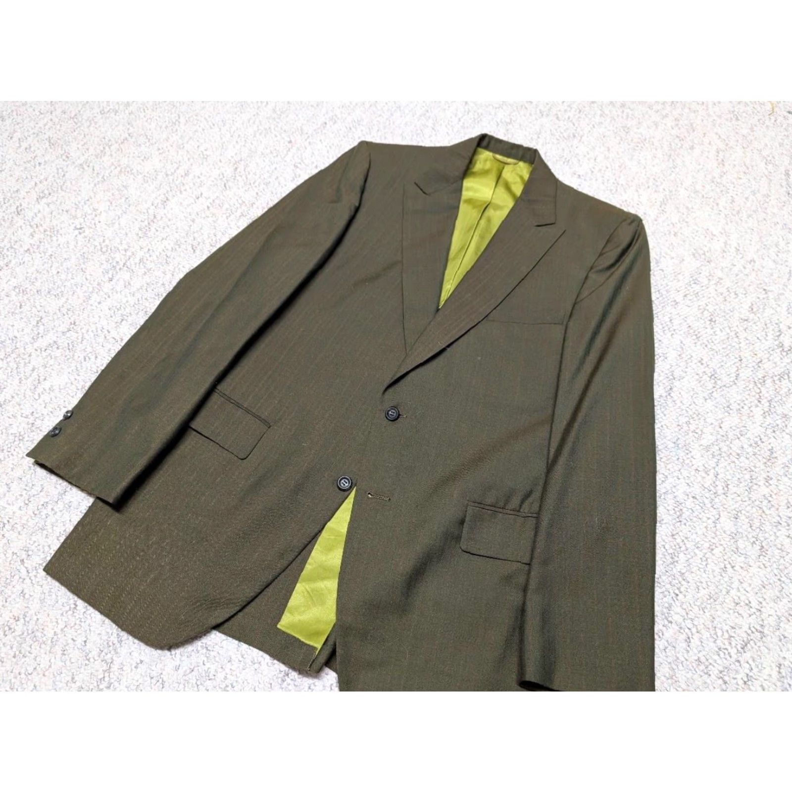 Vintage VINTAGE Hammonton Park 1960s USA SHARKSKIN green 40L blazer Jacket Blazer Men Wool Silk single-breasted peak two-button long Size 40R - 5 Thumbnail