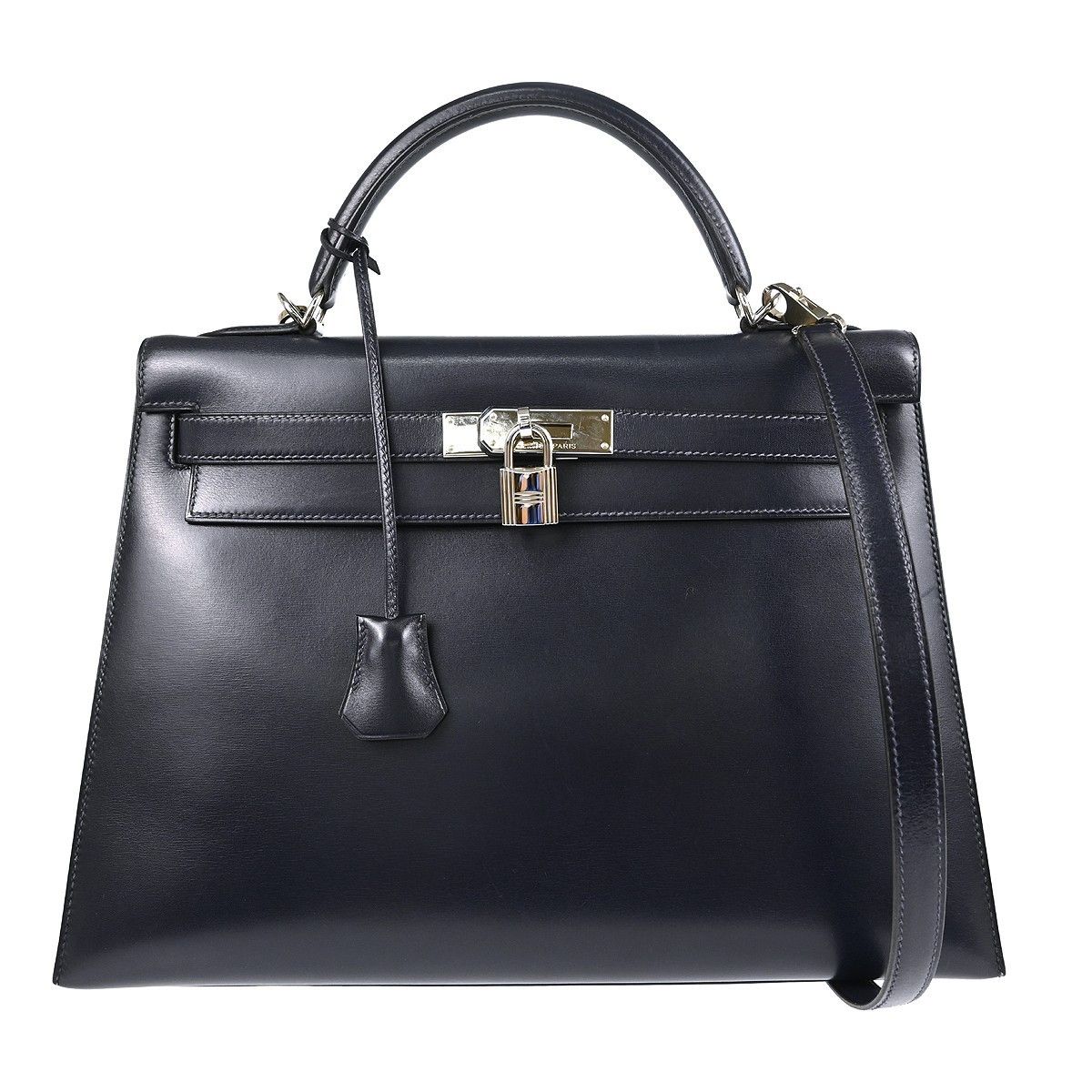 Hermes Hermes Kelly Handbag Black Box Calf with Palladium Hardware Size ONE SIZE - 1 Thumbnail